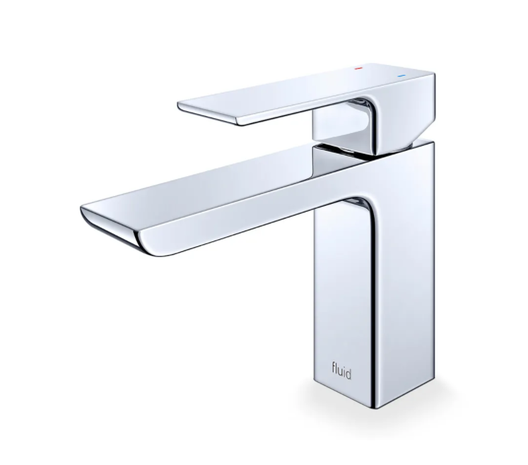 Chrome Single Lever Bathroom Sink Faucet with Pop-Up Drain - Modern Waterfall Spout for Vanity & Powder Room