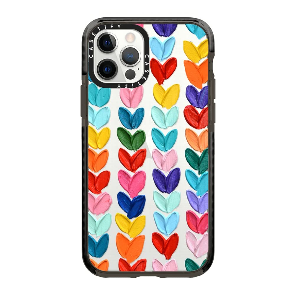 Casetify Impact Case for iPhone 12 & iPhone 12 Pro - Clear Polka Dot Hearts Design - Shockproof & Scratch-Resistant - Perfect for Everyday Use & Outdoor Activities