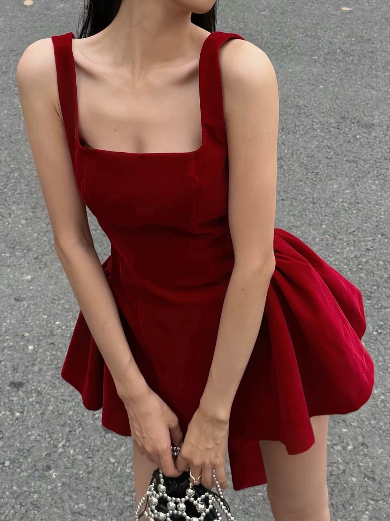 Elegant Red A-Line Short Dress for Christmas & New Year Party | L17 | Perfect for Holiday Gatherings, Festive Events & Special Occasions
