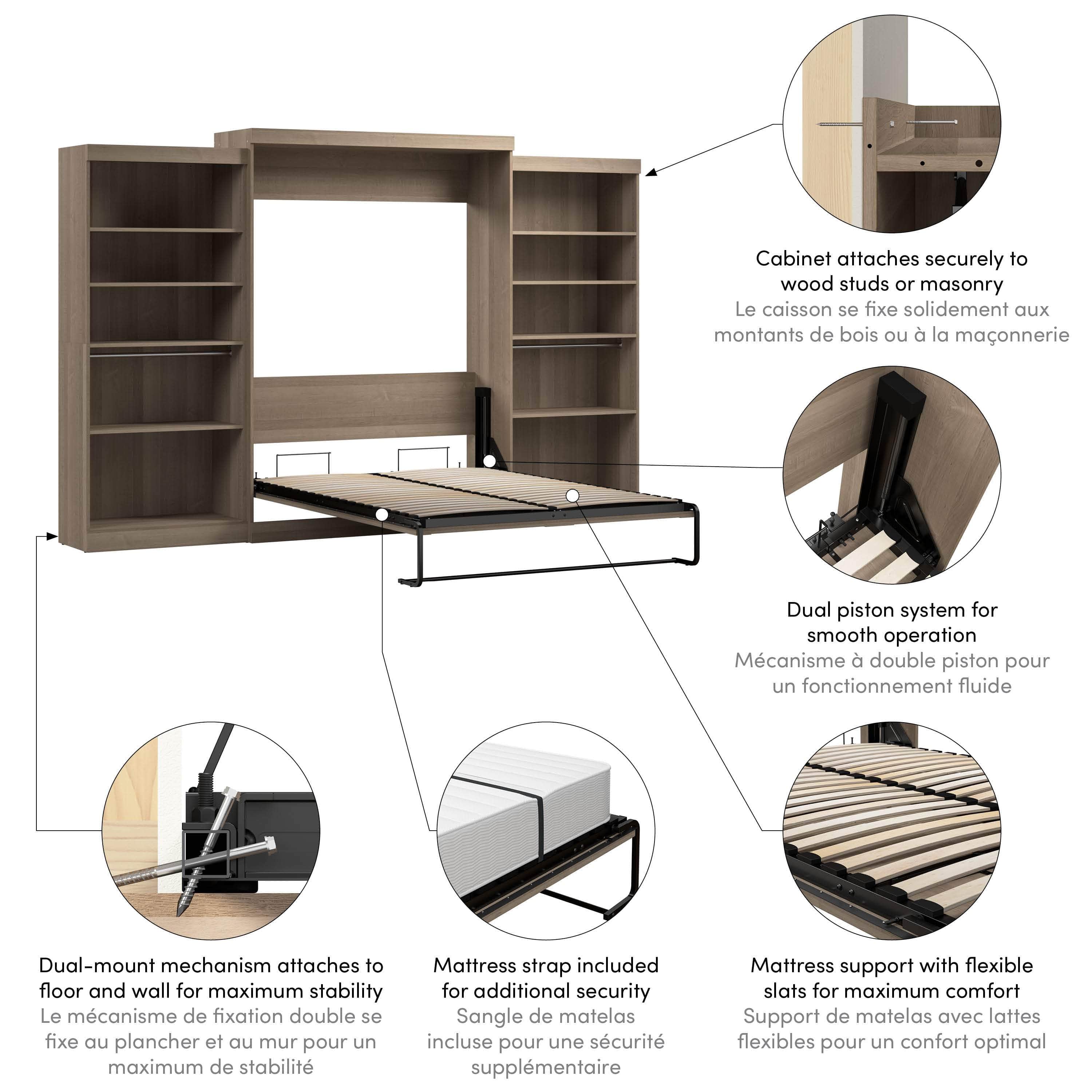 Pur Queen Murphy Wall Bed with 2 Storage Units - 136