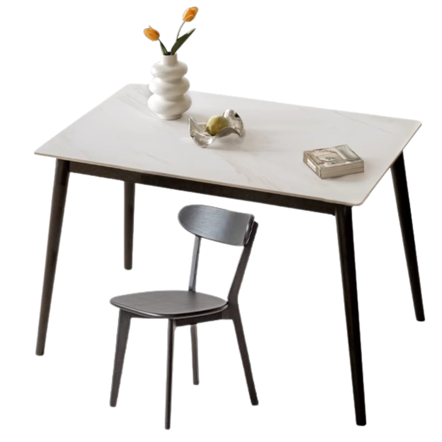 Solid Oak Wood Rock Plate Dining Table - Rustic Farmhouse Style for Kitchen, Dining Room & Outdoor Patio