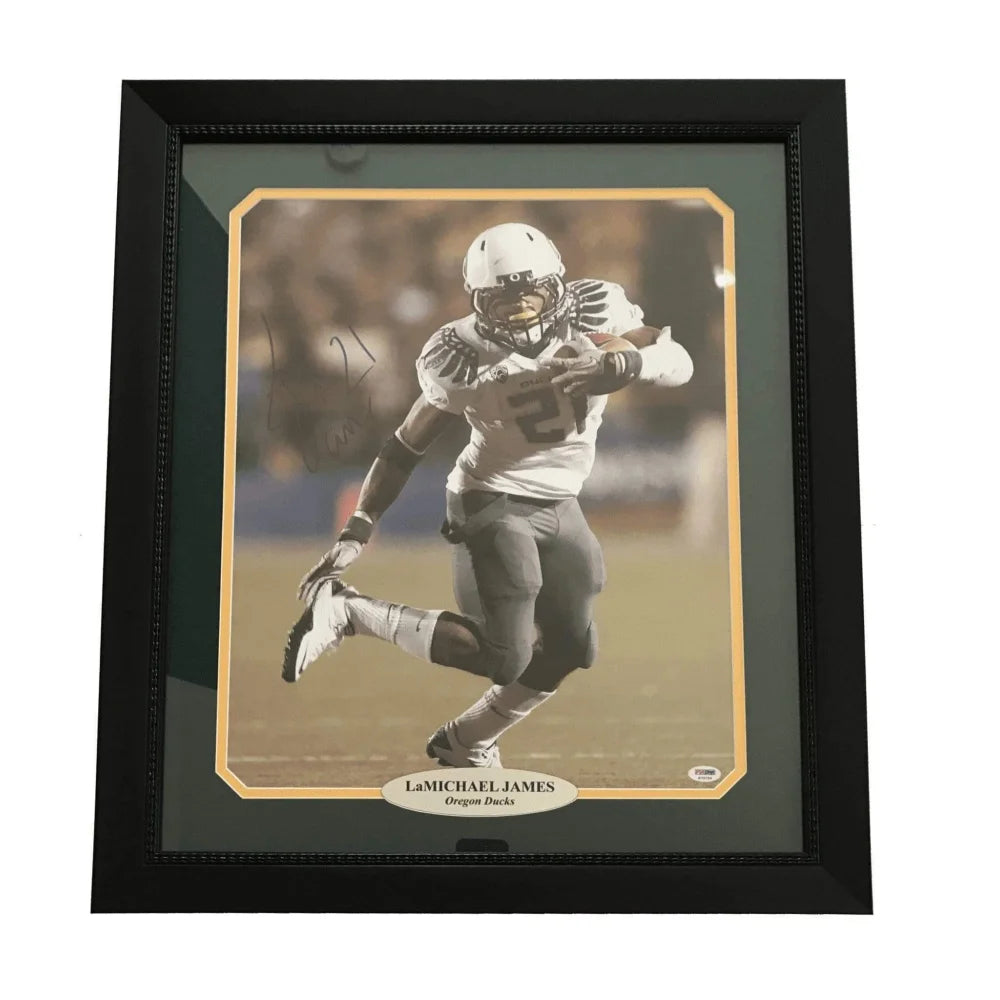 Lamichael James Signed Oregon Ducks 16x20 Framed Photo with Autograph COA PSA/DNA - Perfect for Sports Memorabilia Collectors and Ducks Fans Home Decor