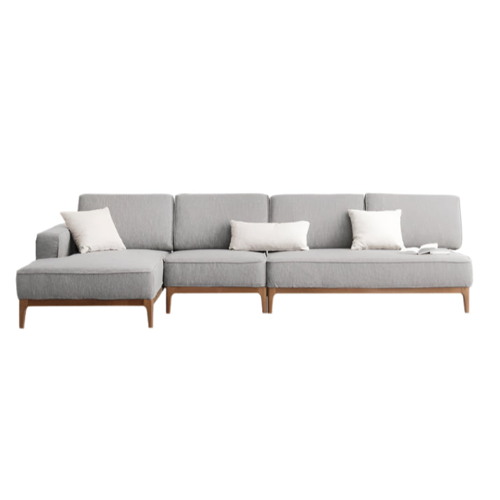 125.9x62.5x32.2 inch / 320x159x82 cm / Walnut Color / ash Four-person corner right concubine fog gray