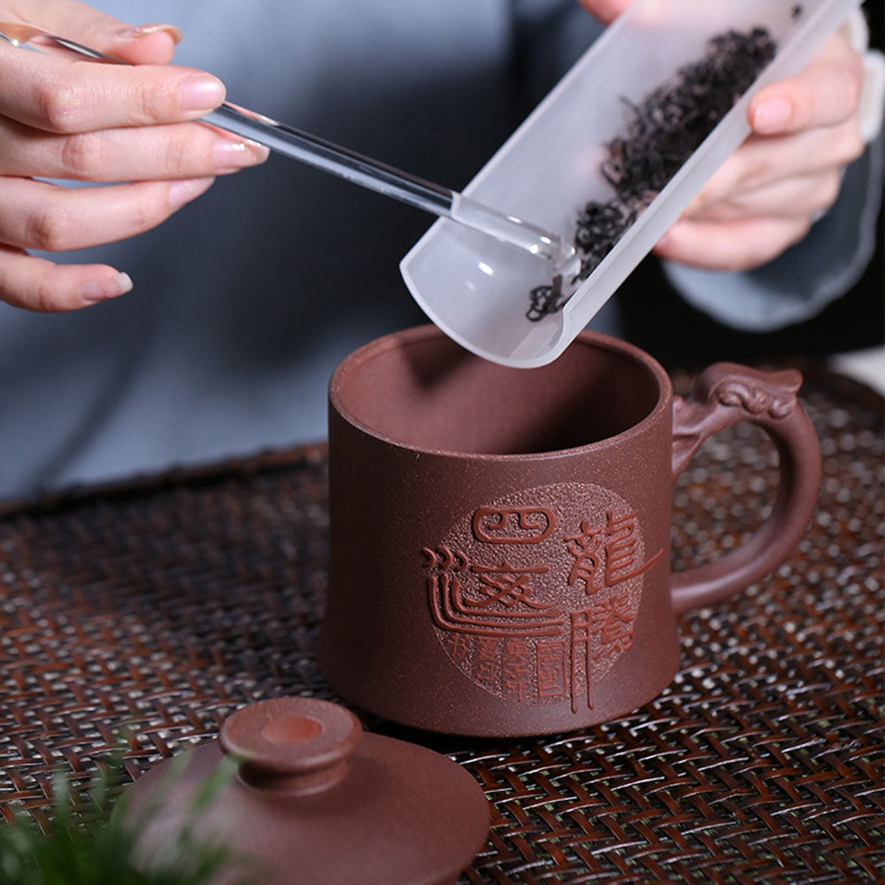 Premium Yixing Purple Clay Dragon Handle Tea Cup - Authentic Chinese Handmade Teacup for Gongfu Tea Ceremony & Daily Brewing
