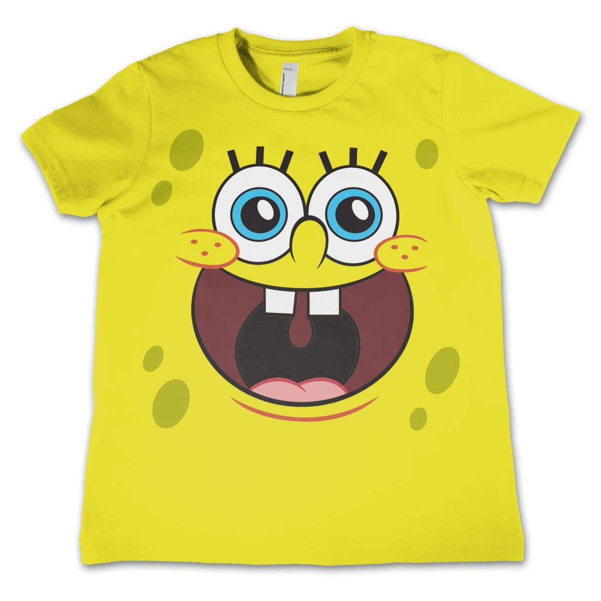 Official SpongeBob SquarePants Happy Face Kids T-Shirt - Yellow Cartoon Character Graphic Tee for Boys & Girls Age 8-10 - Perfect for Birthday Gifts, School Wear & Casual Outfits