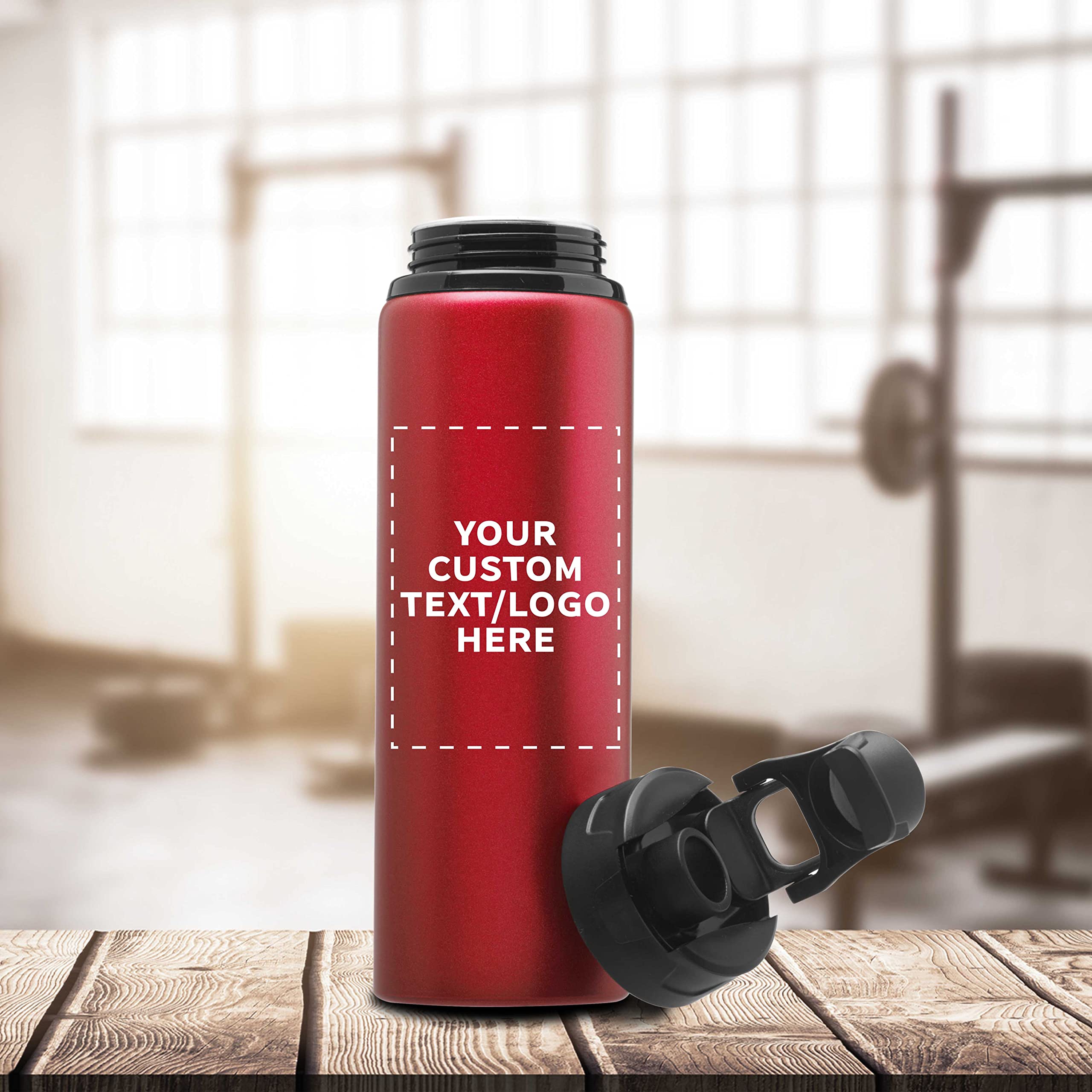 Custom 25oz Aluminum Water Bottles with Snap Lids - Bulk Pack of 50 Personalized Reusable Drinkware for Gym, Hiking, Cycling & School - Eco-Friendly Sports & Outdoor Hydration Bottle - Red