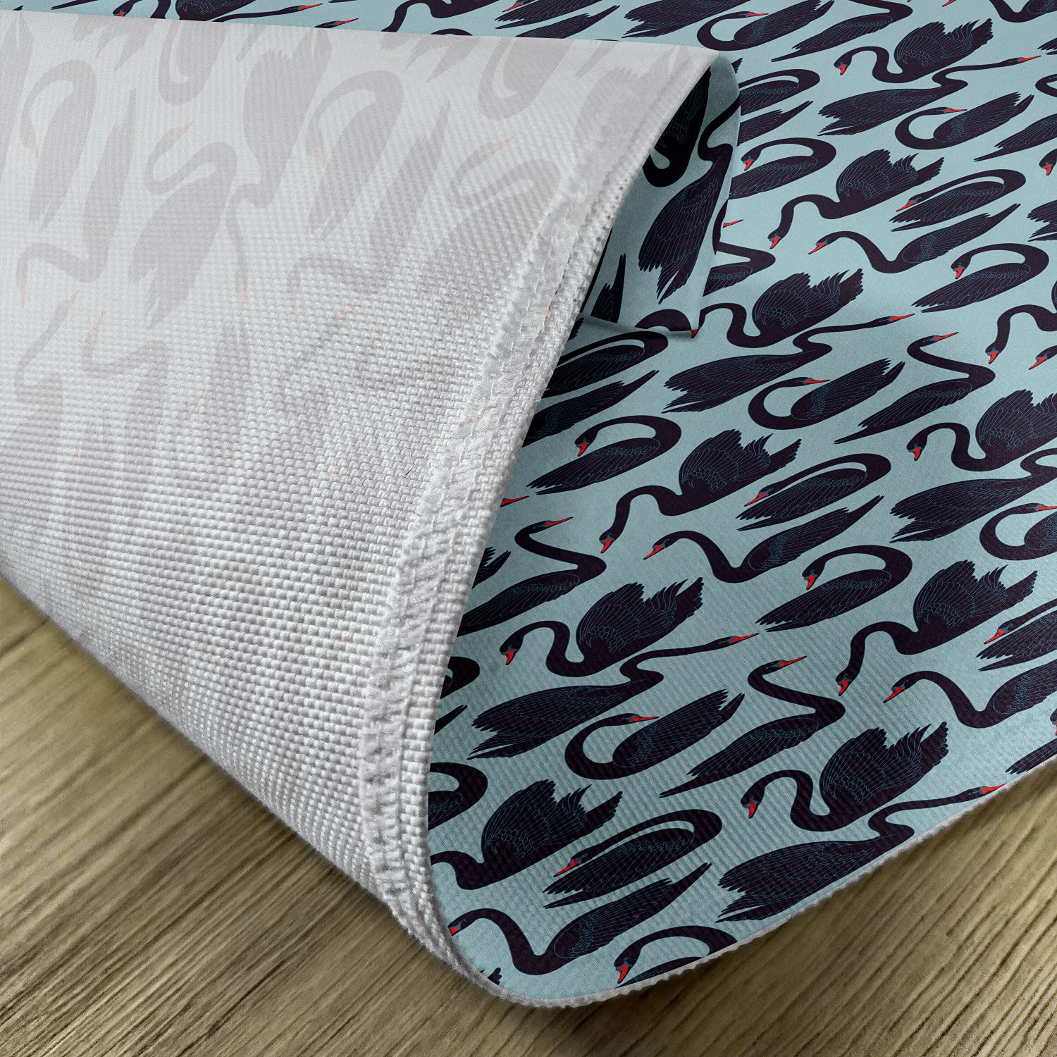 Ambesonne Swan Place Mats Set of 4 - Elegant Long-Necked Aquatic Bird Design, Washable Fabric Table Mats for Dining Room & Kitchen Decor in Pale Blue, Grey, Vermilion, Charcoal & Slate Blue | Perfect for Dinner Parties, Holiday Gatherings & Everyday Use