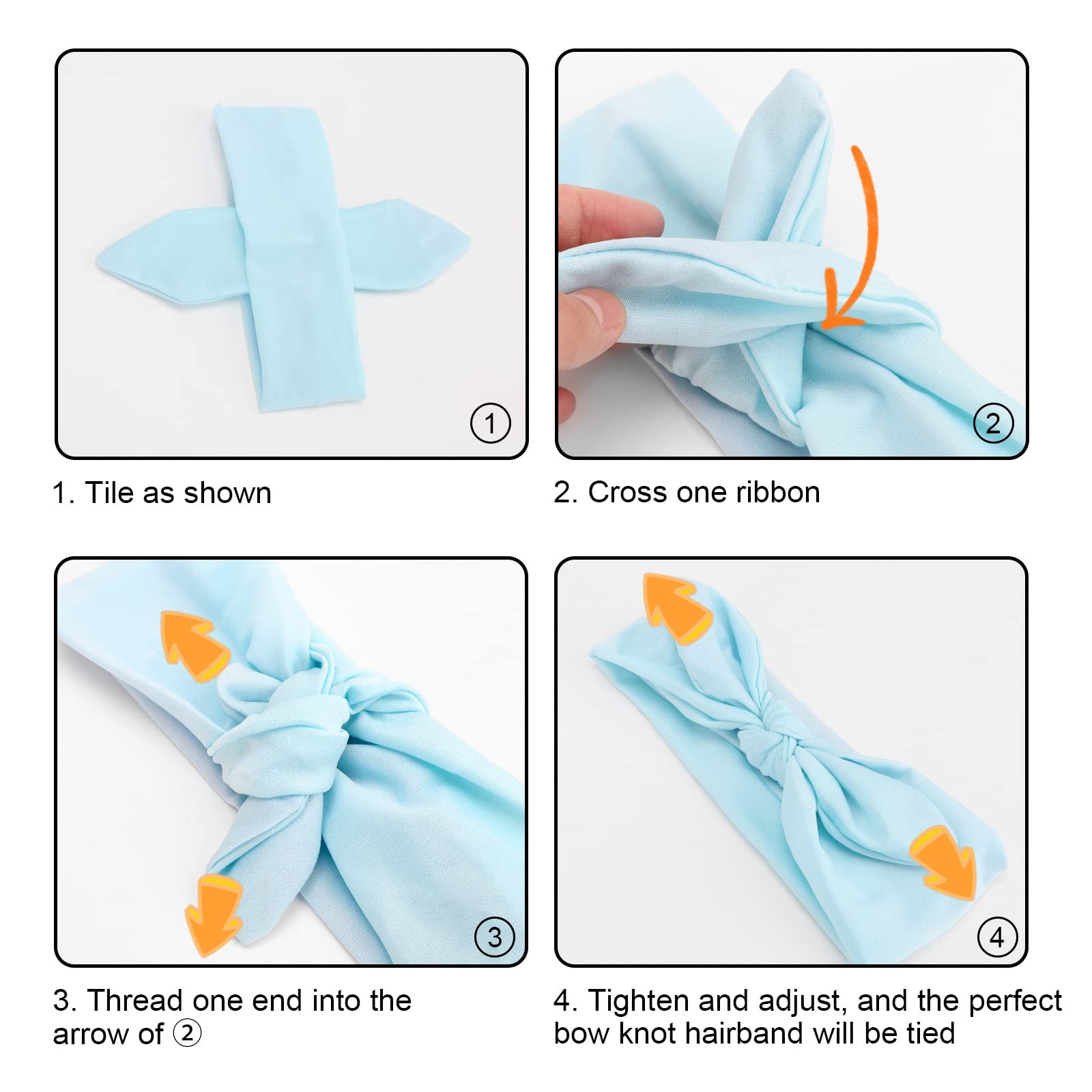 DRESHOW 8 Pack Women's Elastic Bow Headbands - Non-Slip Knotted Turban Headwraps with Rabbit Ears for Sports, Workouts, and Casual Wear | Cute Hair Accessories for Women and Girls