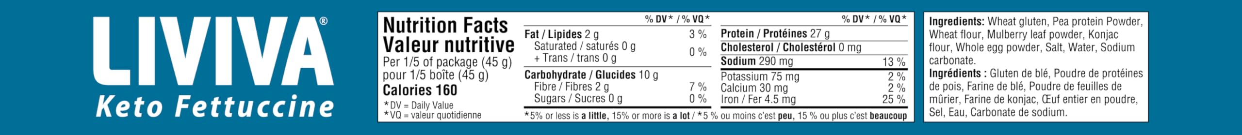 LIVIVA Low Carb High Protein KETO Fettuccine Pasta 6-Pack – 135g Protein per Box with Pea Protein & Konjac Flour – 8g Net Carbs, Diabetic & Keto Friendly – Ready in 3-4 Minutes – Healthy Al Dente Noodles for Weight Loss & Meal Prep