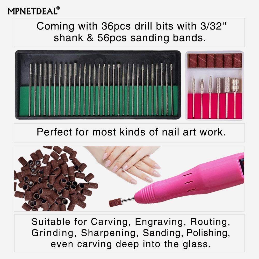 Professional Electric Nail Drill Kit - 30000 RPM Nail File Machine with 300pcs Sanding Bands (#80 Grit) for Acrylic, Gel & Dip Nails - Perfect for Salon & Home Manicure/Pedicure