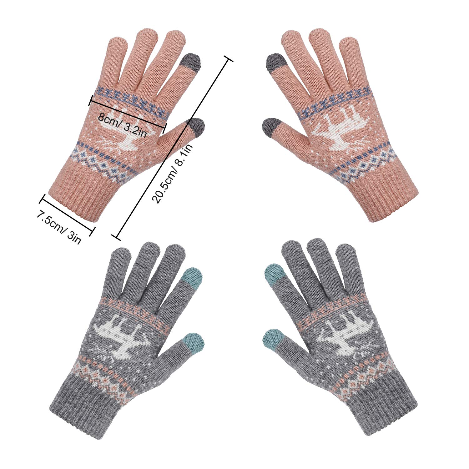 Women's Touch Screen Gloves - Warm Knitted Mittens for Winter & Phone Use
