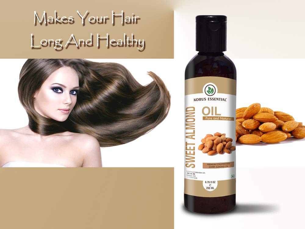 Pure Cold-Pressed Sweet Almond Oil for Hair & Skin Care - 100% Natural, 200ml | Hydrates, Nourishes & Strengthens Hair, Moisturizes Skin - Perfect for DIY Beauty & Massage