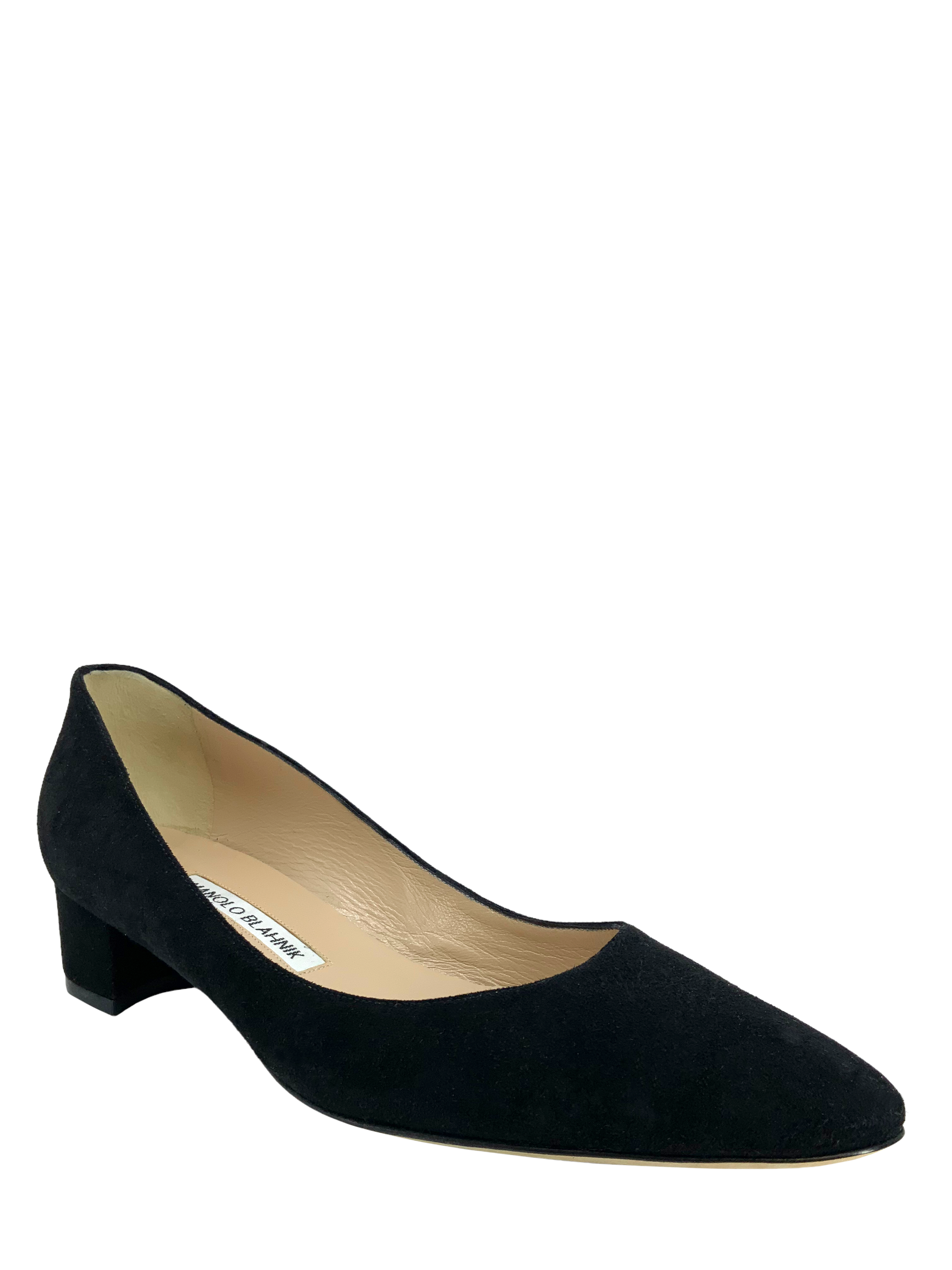 Manolo Blahnik Listony Block Heel Suede Pumps Women's Size 8.5 | Comfortable & Stylish High Heels for Work, Party & Special Occasions