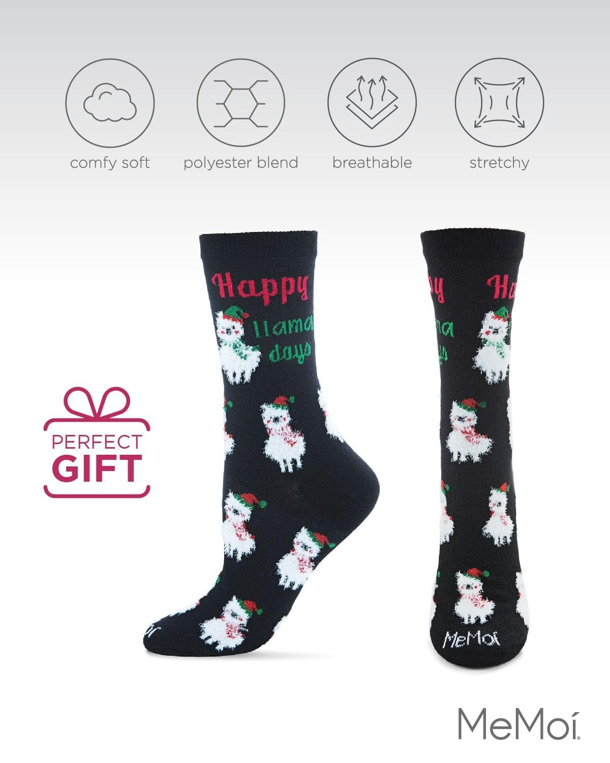 Happy Llama Days Novelty Christmas Socks for Women - Fun Holiday Gift & Cozy Winter Socks for Parties, Stocking Stuffers & Festive Outfits