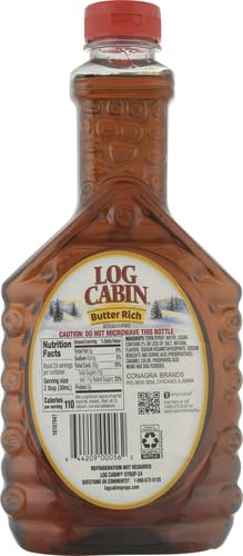 Log Cabin Butter Rich Syrup - 24 oz Bottle for Pancakes, Waffles & French Toast | Perfect Breakfast Syrup for Family & Brunch