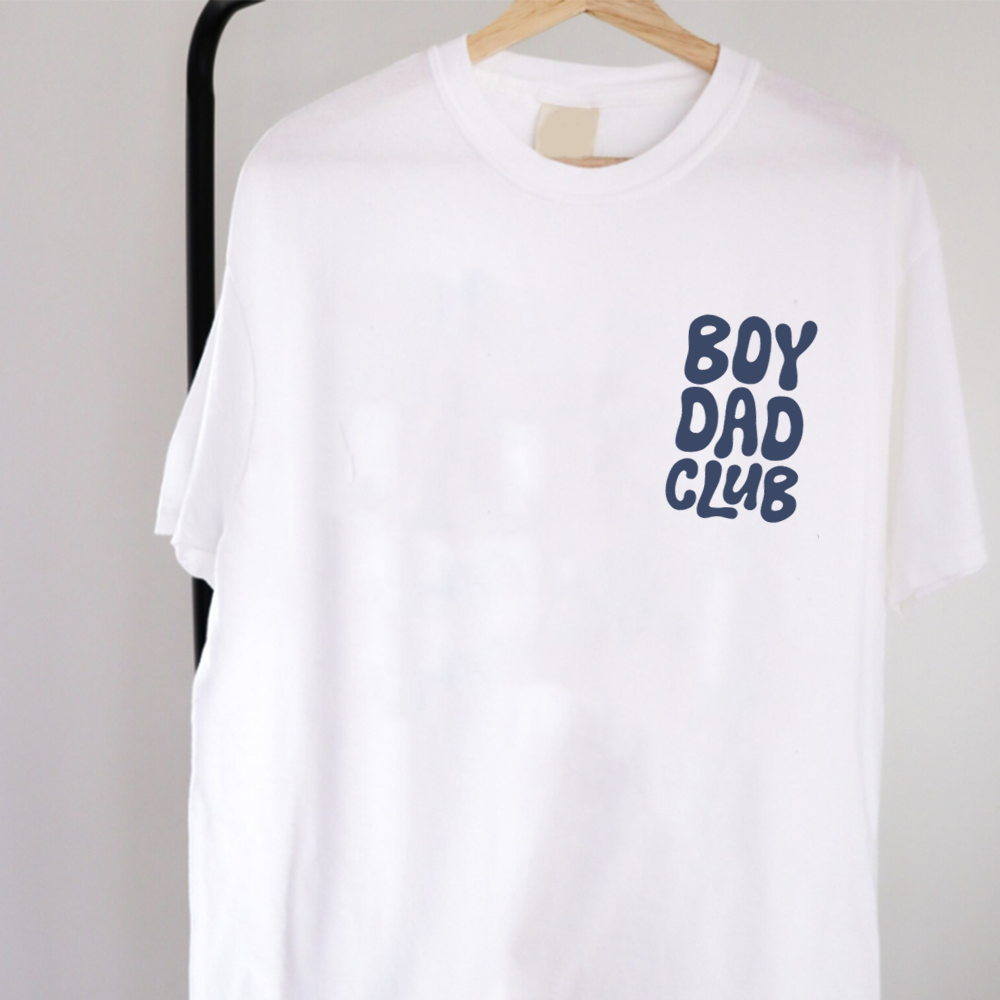 Boy Dad Club Pocket Logo T-Shirt - Comfortable Cotton Graphic Tee for Proud Fathers - Perfect for Family Outings & Casual Wear