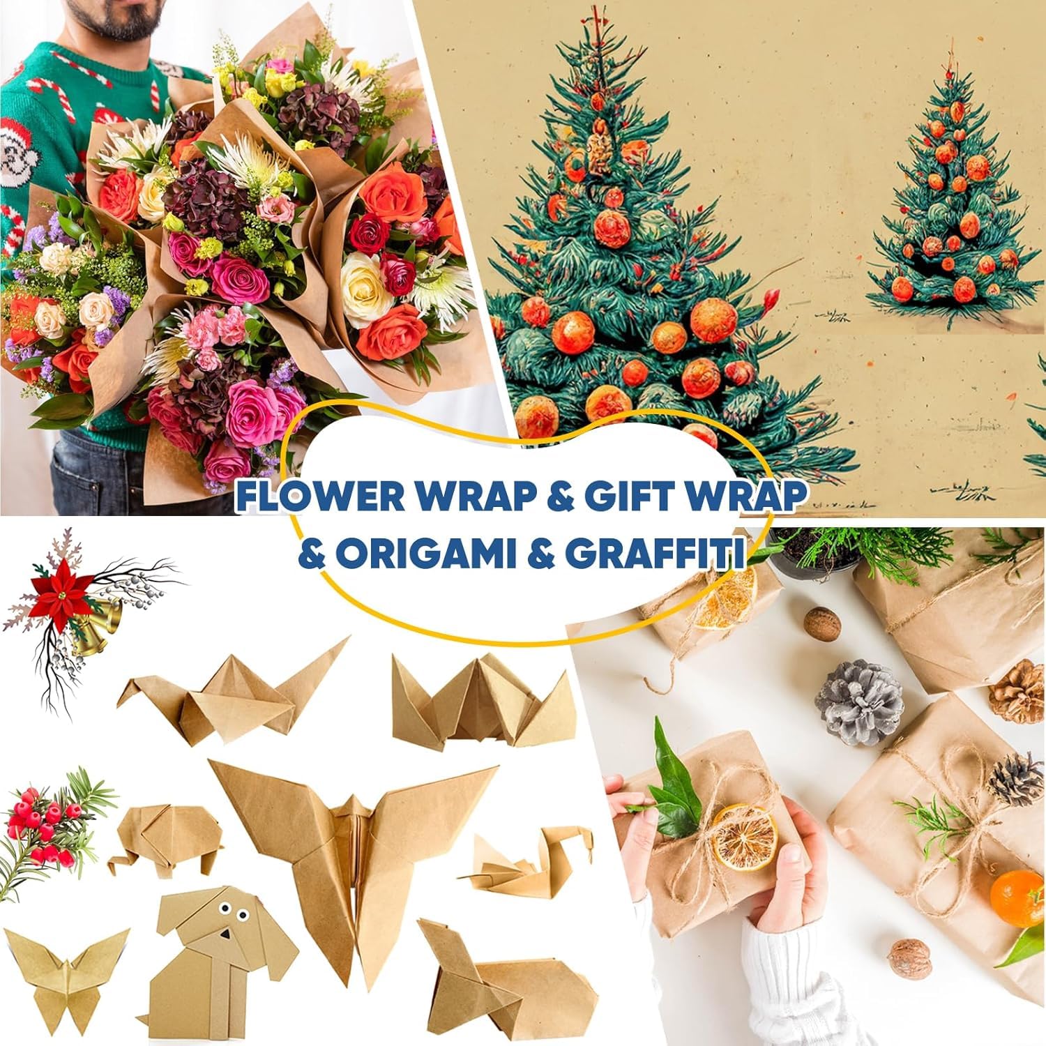 Eco-Friendly 28 Inch x 10 Meter Natural Kraft Paper Roll - 100 GSM Uncoated Brown Wrapping Paper for Shipping, Gift Wrapping, Arts & Crafts, DIY Projects | Perfect for Eco-Conscious Packaging & Home Decor