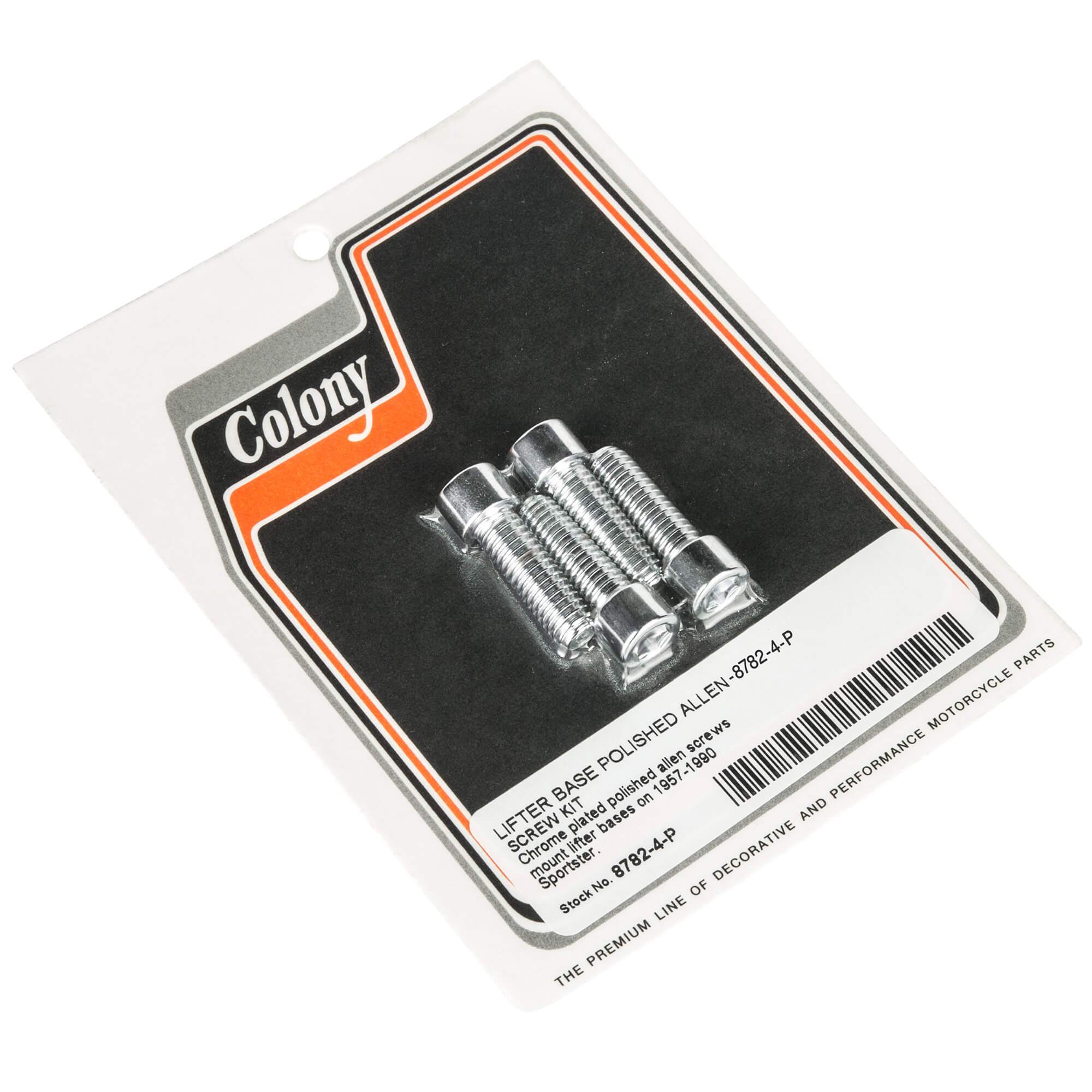 1957-1990 Harley Davidson Sportster Allen Screw Kit - 4 P Lifter Base Smooth Chrome Plated Bolts for Engine Repair & Motorcycle Maintenance