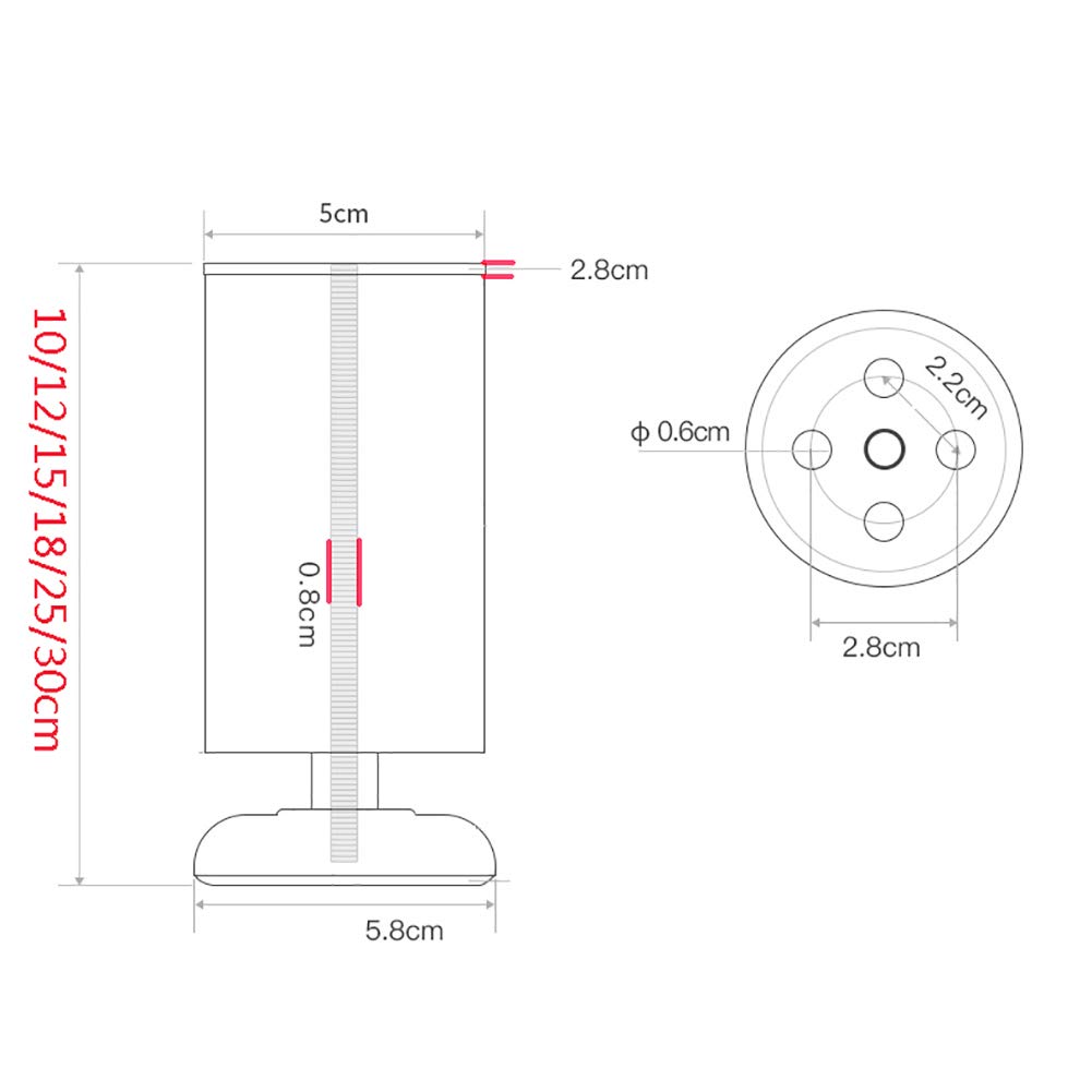 ZYFA Adjustable Stainless Steel Furniture Legs - 4pcs (with Screws) - Heavy Duty Cabinet, Sofa, Desk & Table Legs for Home & Office Furniture Support