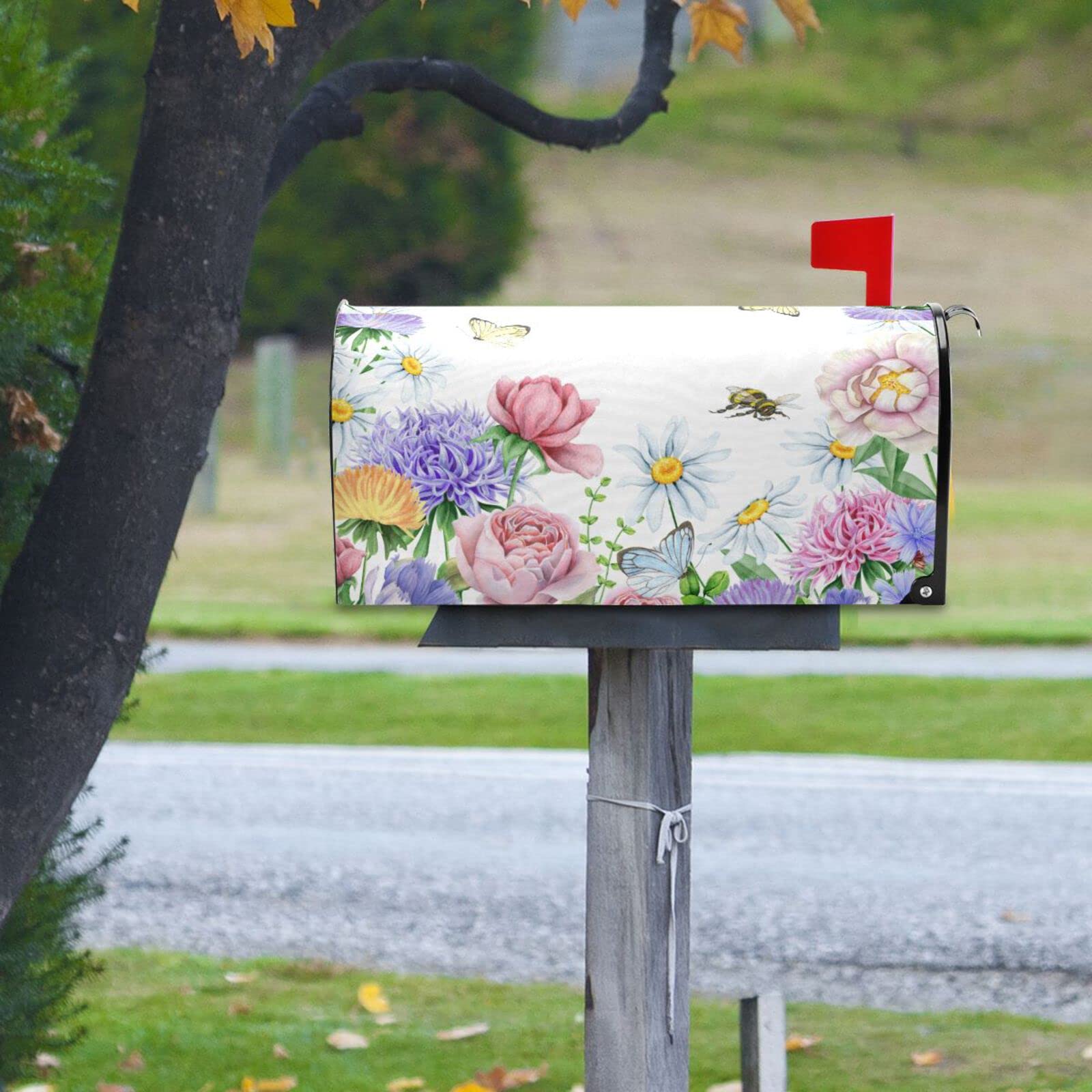 Senya Spring Mailbox Cover - Waterproof Flower Garden Oxford Cloth Post Box with Magnetic Strip for Garden & Yard Decoration | Perfect for Spring Home Decor & Outdoor Mailbox Protection