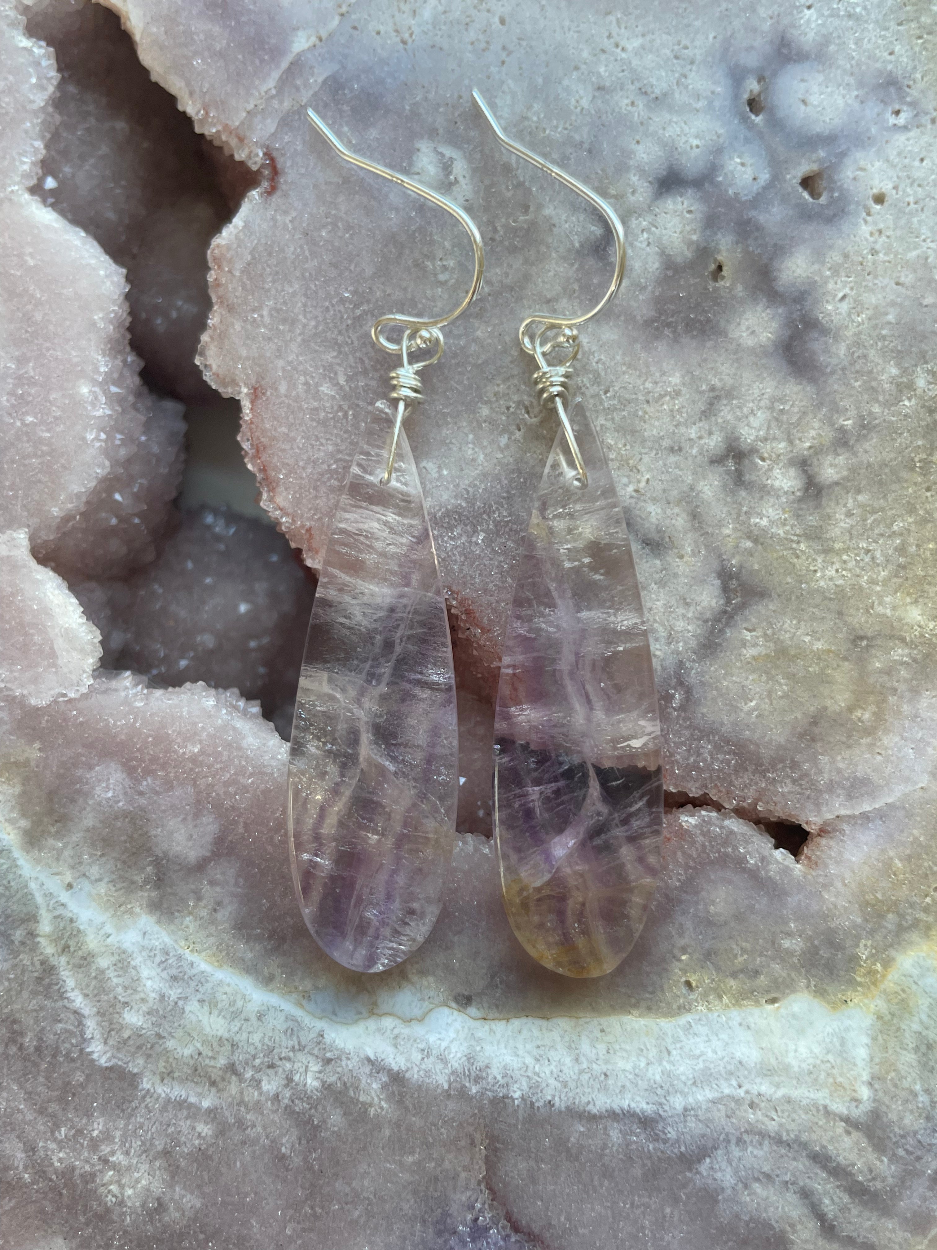 Purple Fluorite Earrings Sterling Silver 925 - Healing Crystal Jewelry for Women, Dainty Studs for Everyday Wear | Perfect for Gifts, Meditation & Energy Balancing