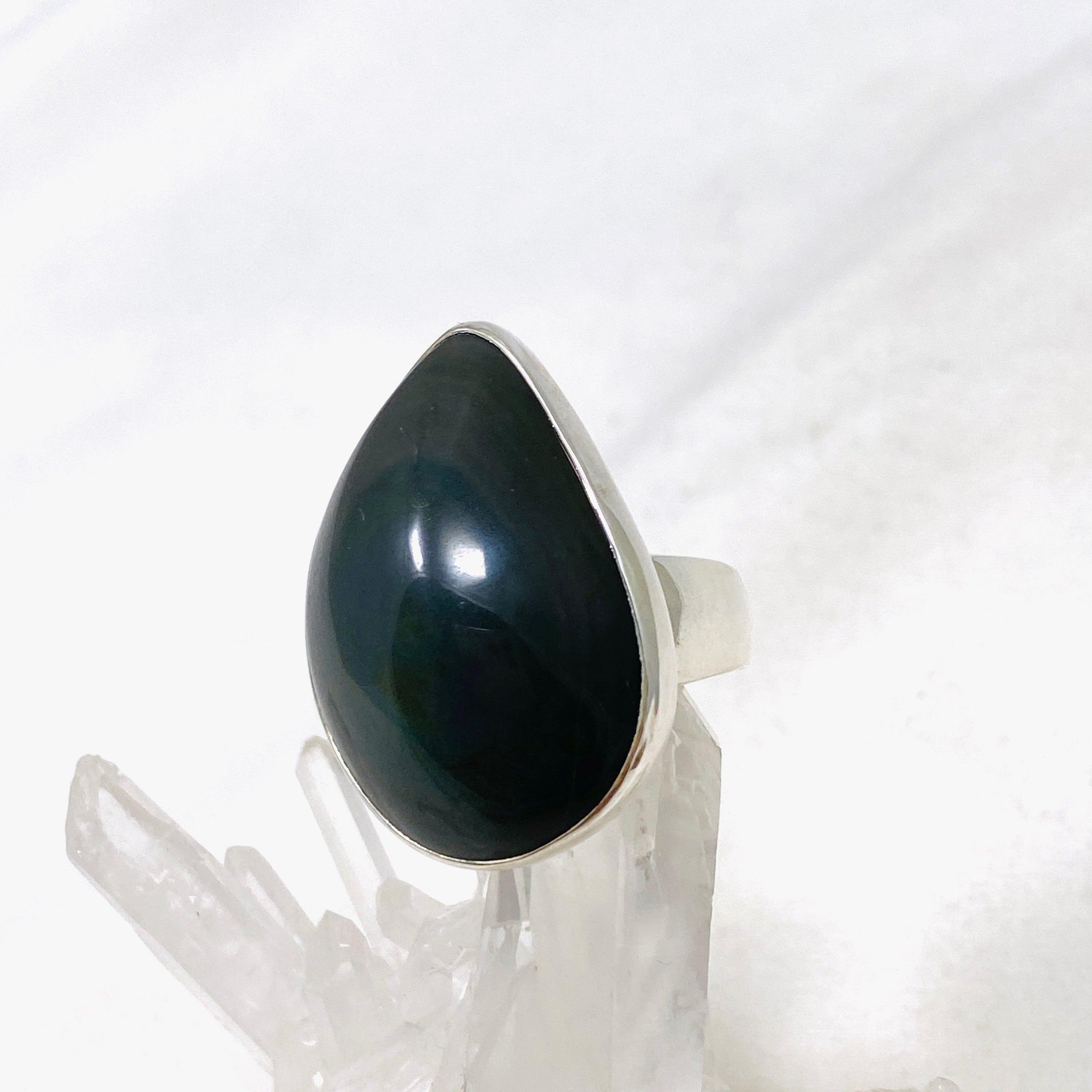 Rainbow Obsidian Freeform Ring - Size 11 - Handmade Sterling Silver Jewelry - KRGJ2812 - Perfect for Boho Fashion & Spiritual Healing
