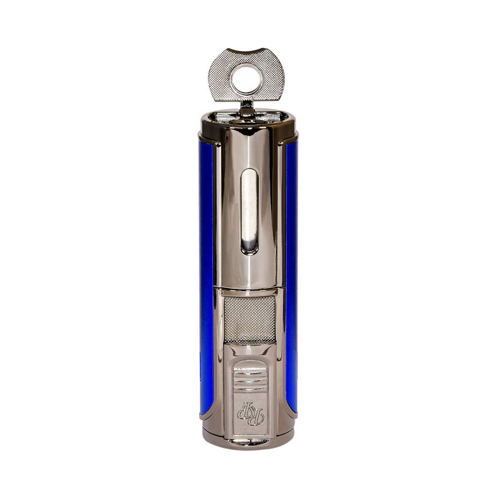 Rocky Patel Envoy 5 Torch Lighter - Premium Gunmetal & Blue Butane Lighter for Cigars, Cigarettes & Outdoor Use