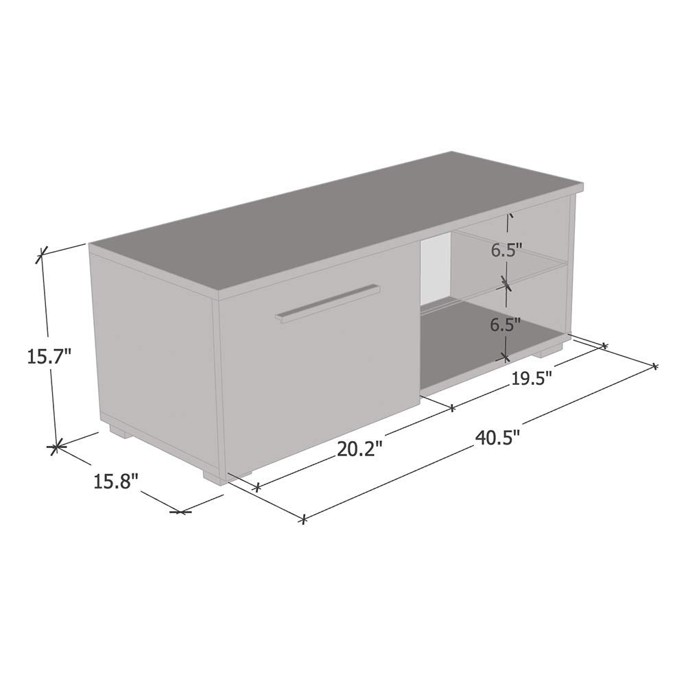 Modern High Gloss TV Stand with Storage Cabinets & LED Lights - 40.5
