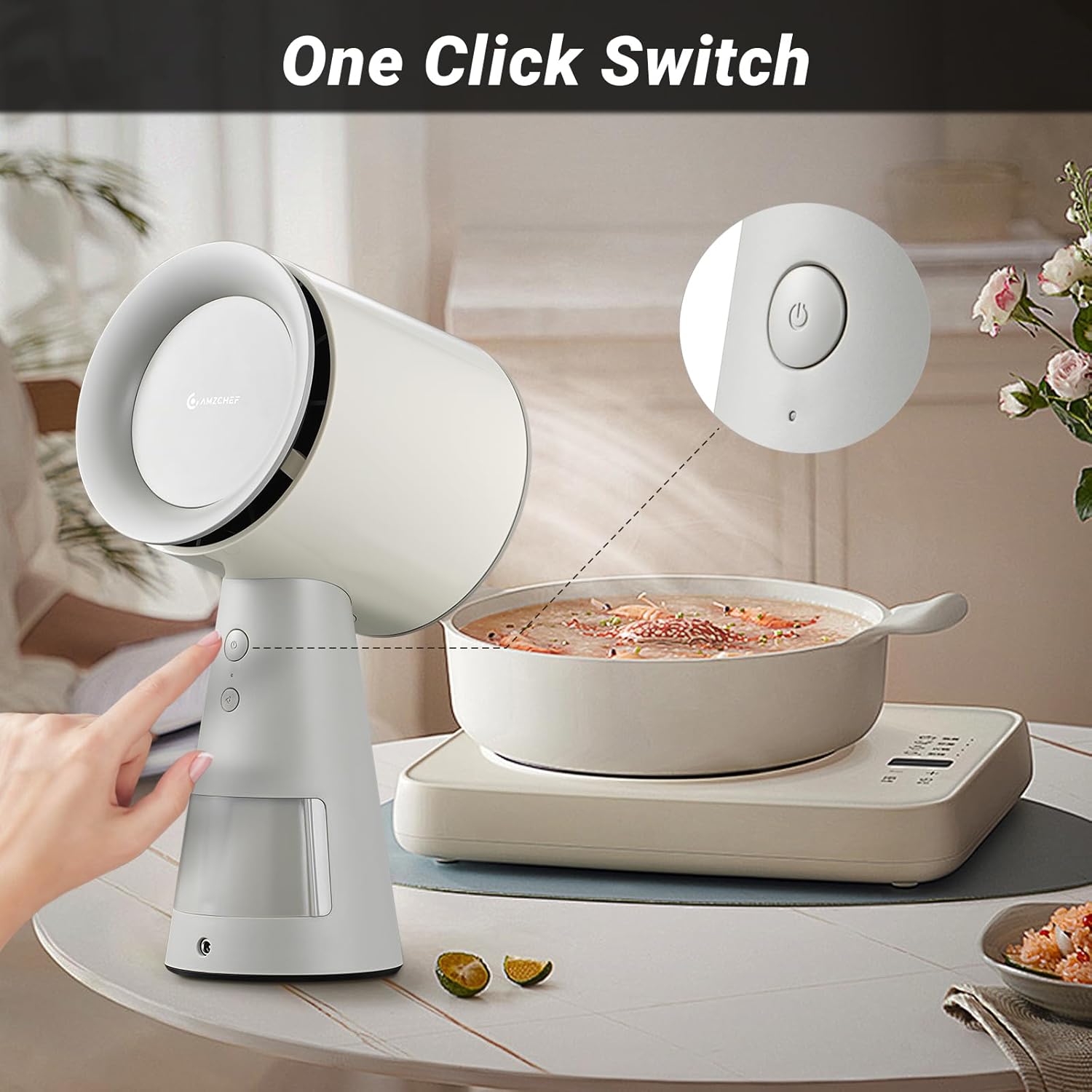 AMZCHEF Mini Portable Range Hood - 3 Speed Adjustable, Compact & Lightweight for Small Kitchens, RVs, Dorms - White (Perfect for Cooking, Grilling & Indoor BBQ)