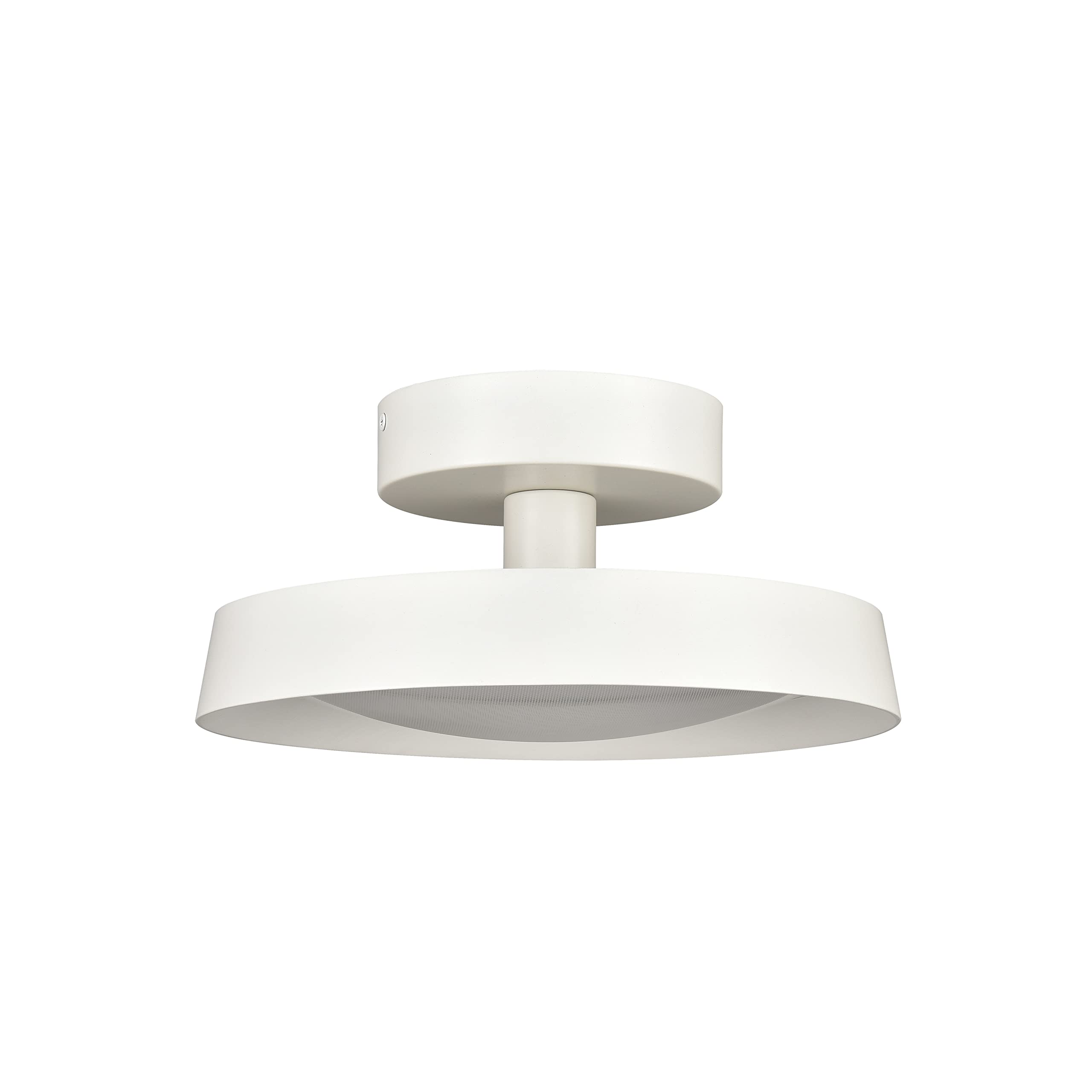 Elk Home Nancy 1-Light Semi Flush Mount Ceiling Light - Matte White Finish with Metal Shade & White Glass Diffuser, Modern Contemporary Lighting for Bedroom, Living Room, Hallway, and Dining Room
