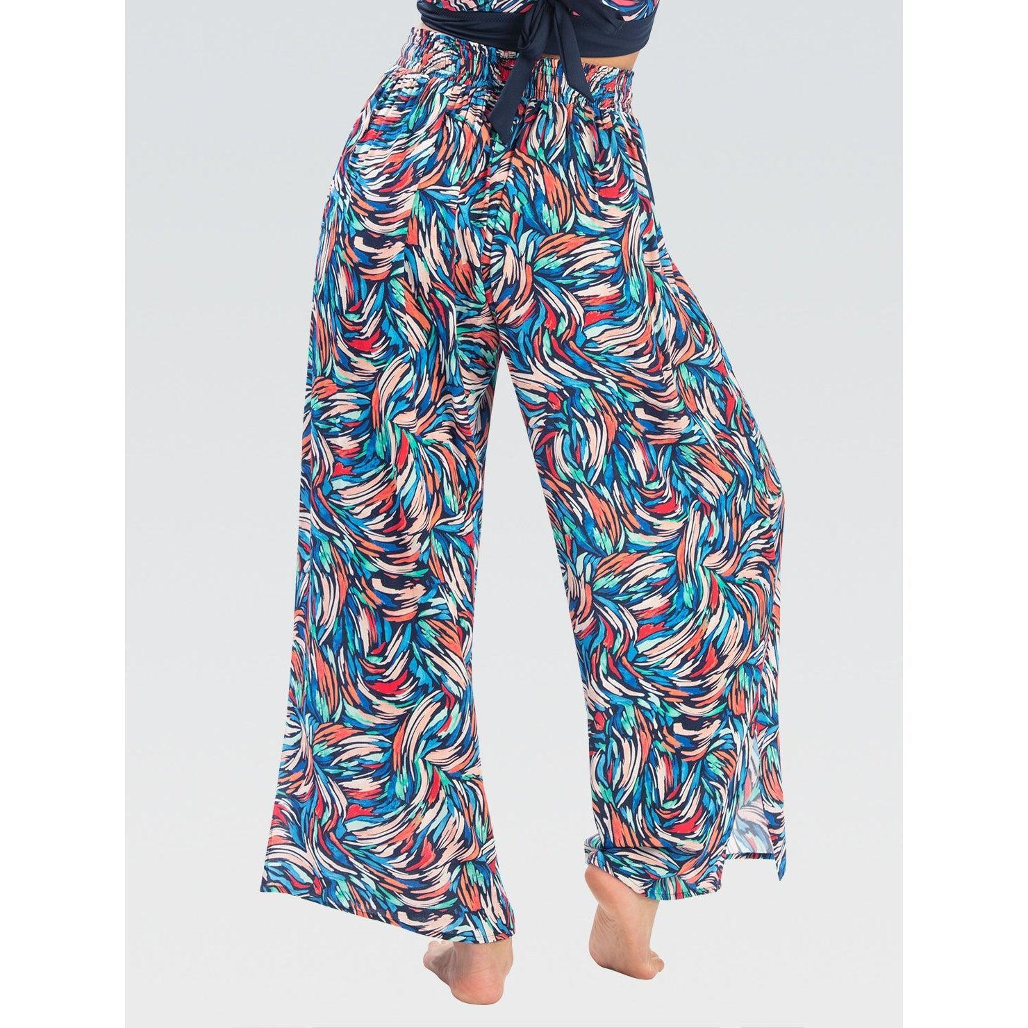 Dolfin Bliss Printed Palazzo Pants - Women's Flowy Beach Cover Up for Summer Vacation & Poolside Lounging
