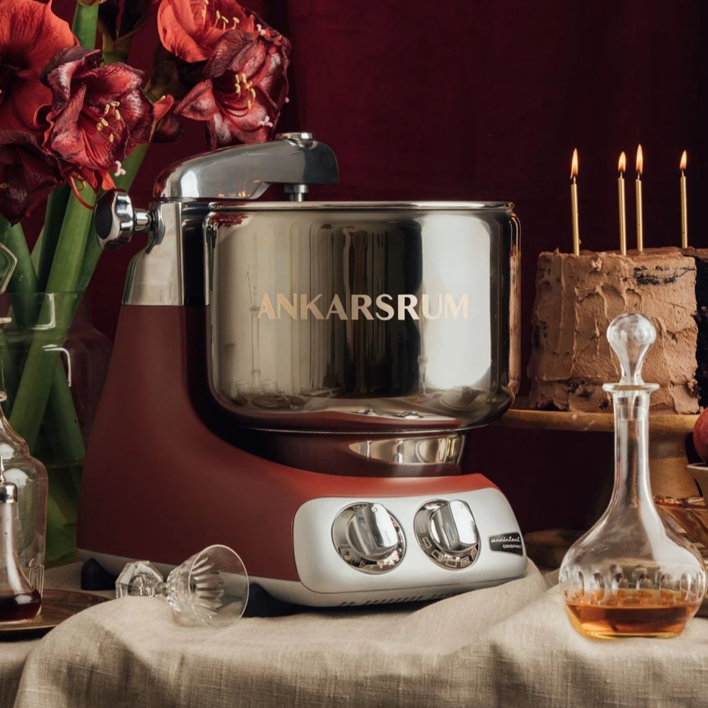 Ankarsrum AKM6230 Stand Mixer - Rustic Maroon | Professional Kitchen Mixer for Baking, Dough Kneading & Food Prep | Perfect for Home Bakers & Pastry Chefs