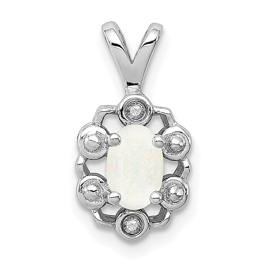 925 Sterling Silver Created Opal & Diamond Pendant Necklace - October Birthstone Jewelry for Women | Elegant Gift for Her, Perfect for Birthdays, Anniversaries & Special Occasions