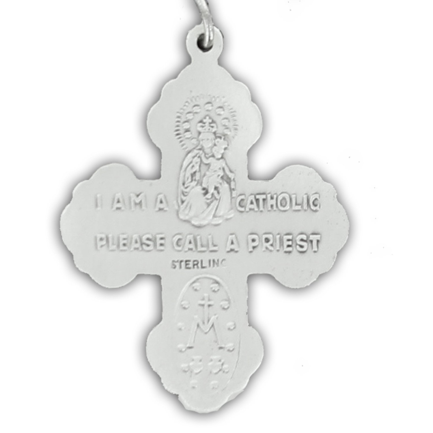 True Faith Jewelry Sterling Silver 4-Way Cross Pendant Necklace - Religious Catholic Jewelry for Women & Men - Perfect for Baptism, First Communion & Daily Wear