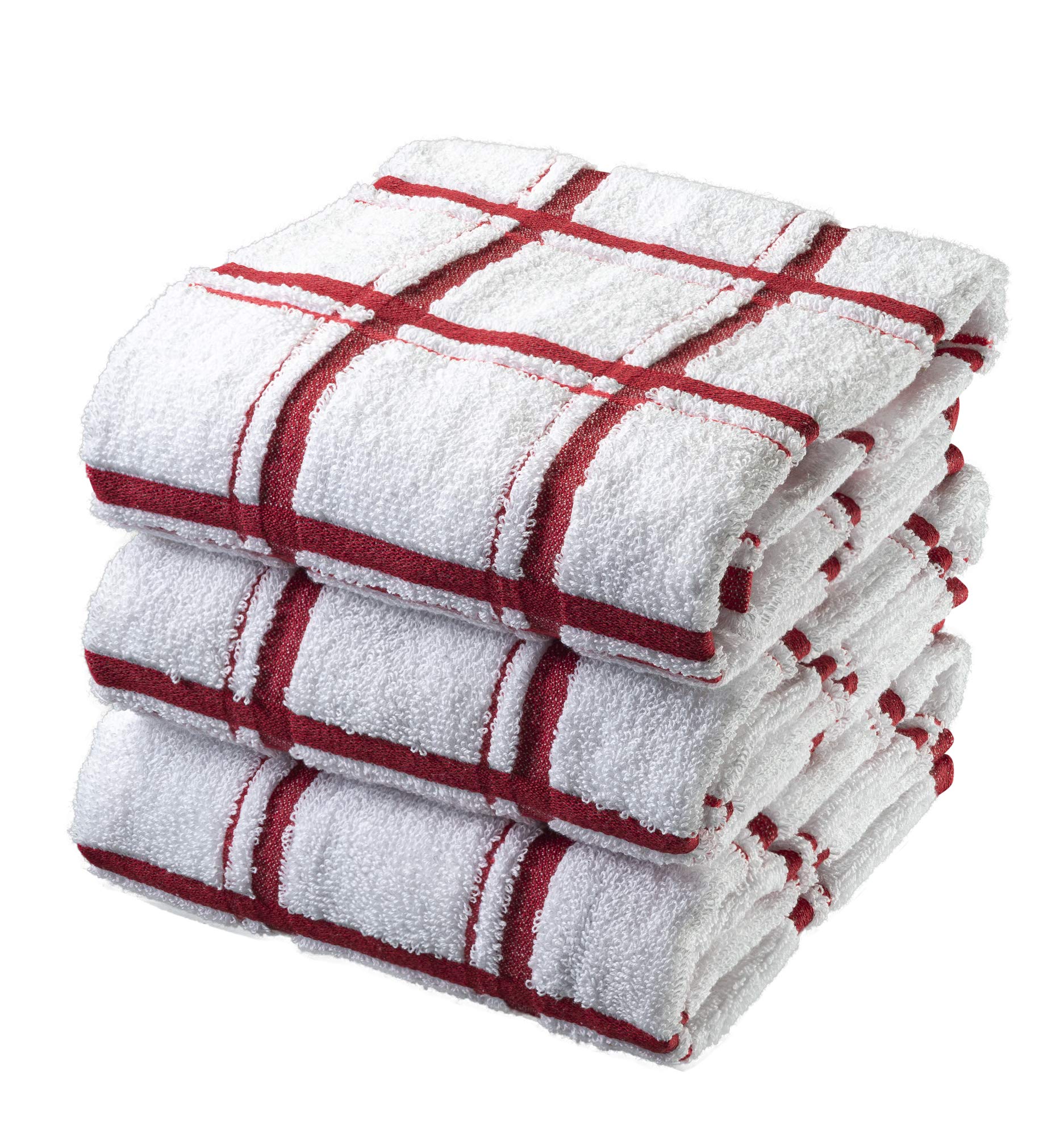 Premium 12-Pack XLNT Red Large Kitchen Towels - 100% Cotton Dish Towels (20