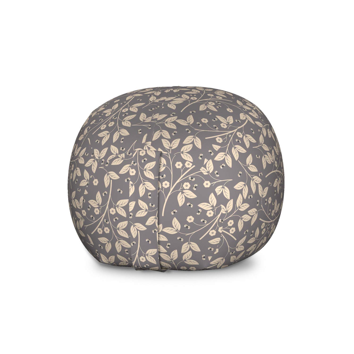 Ambesonne Large Washable Toy Storage Bag Chair - Spring Foliage with Ladybugs Design, Taupe & Beige Stuffed Animal Organizer for Kids' Room, Nursery, or Playroom | Durable Fabric for Easy Cleaning & Space Saving