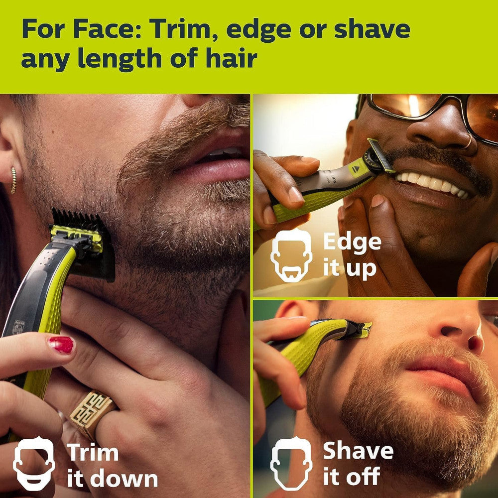 PHILIPS QP2834/20 OneBlade 360 Face & Body Trimmer - All-in-One Grooming Kit for Men's Facial Hair, Beard, and Body Shaving - Perfect for Travel, Gym, and Daily Grooming Routine