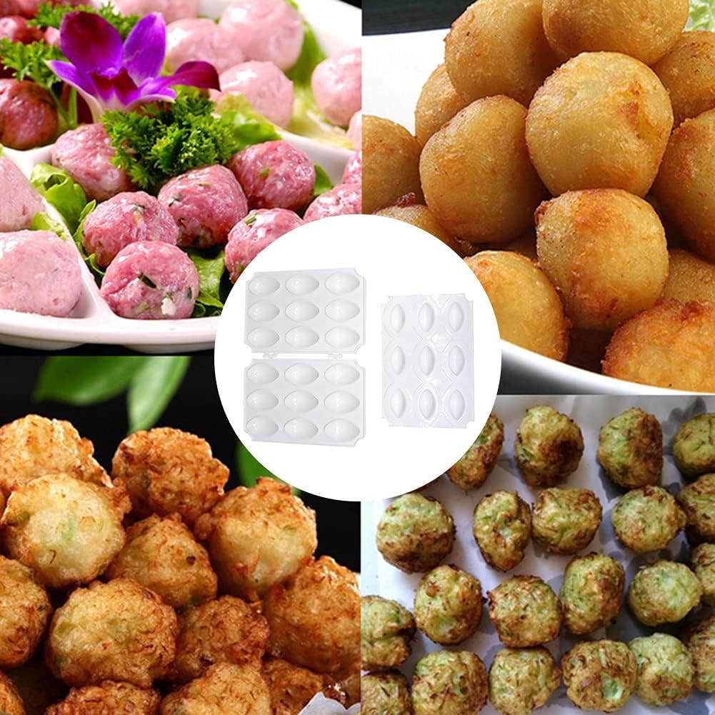 JUNERAIN 9-Hole Meatball Maker - Manual Kibbeh & Meatloaf Press Tool - Meatball Scoop & Minced Meat Processor - Cake & Dessert Decor Mold for Perfect Homemade Meatballs, Kibbeh, and Appetizers