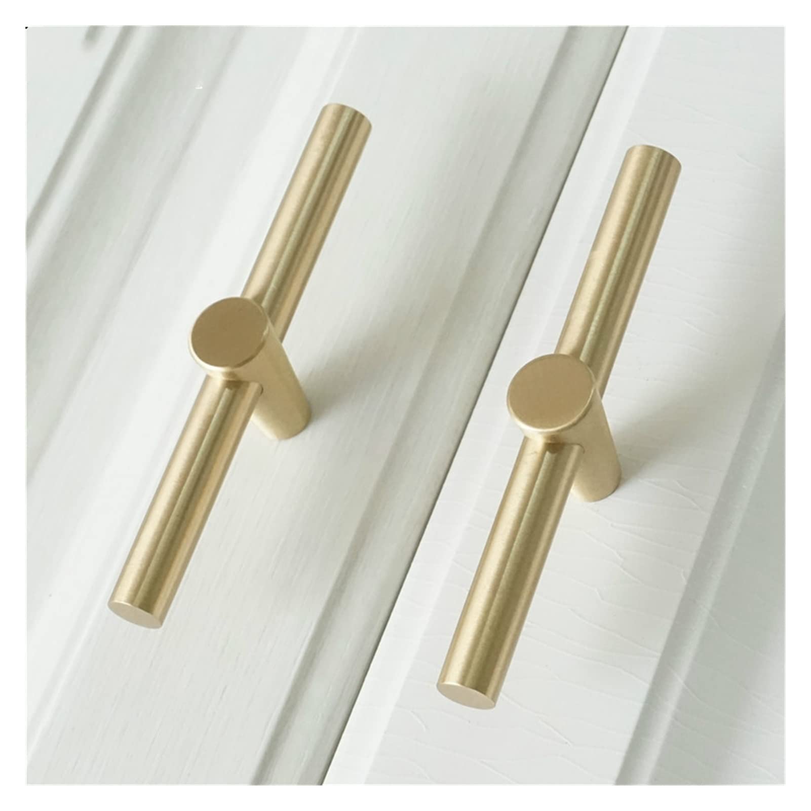 TRENTSNOOK 1-Piece Solid Copper T-Handle Cabinet Pull - Brushed Brass Drawer Knob for Kitchen, Dresser & Furniture (Perfect for Modern Home Decor & DIY Cabinet Upgrades)