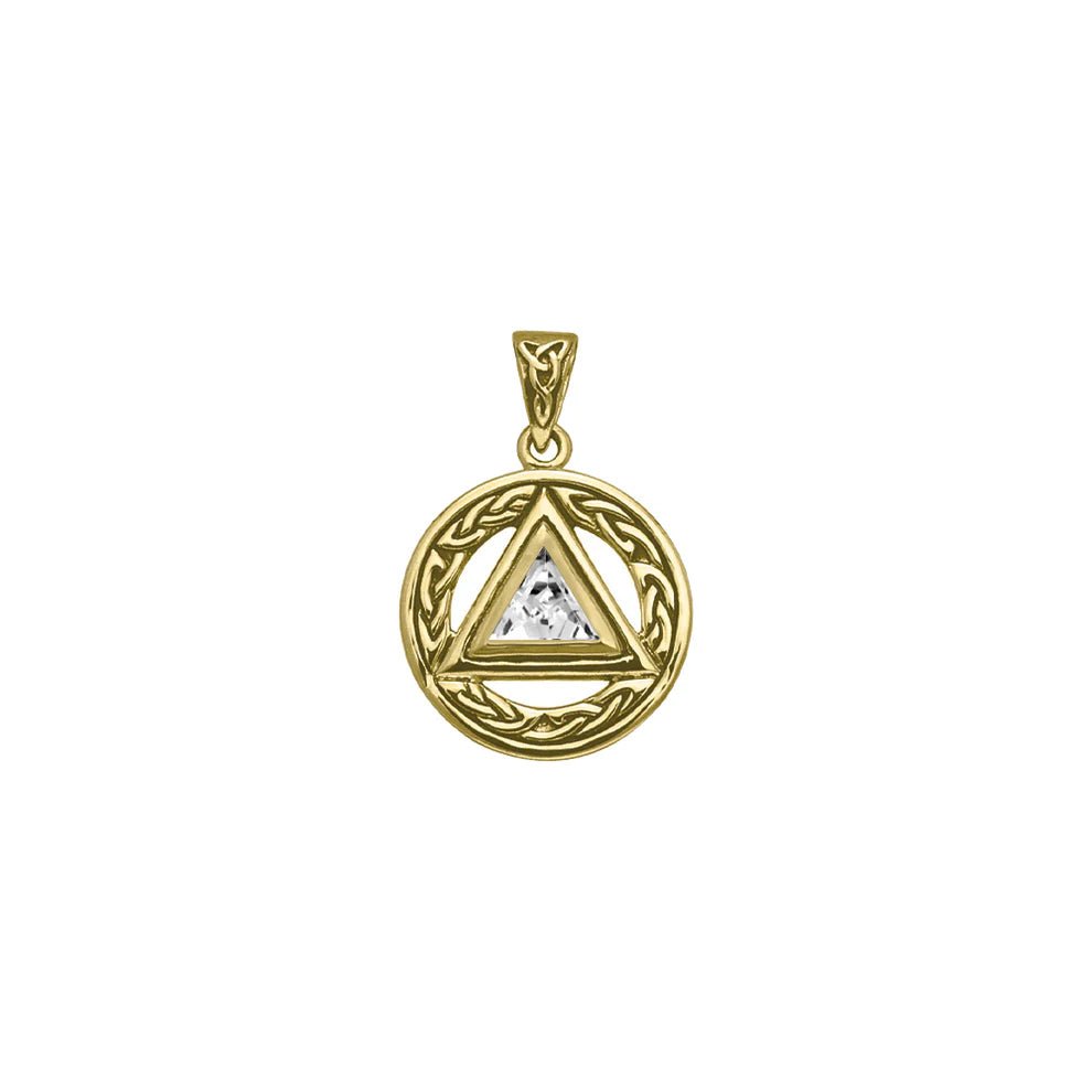 Celtic AA Symbol 14K Yellow Gold Pendant with Genuine Gemstone - Perfect for Spiritual Jewelry & Meaningful Gifts
