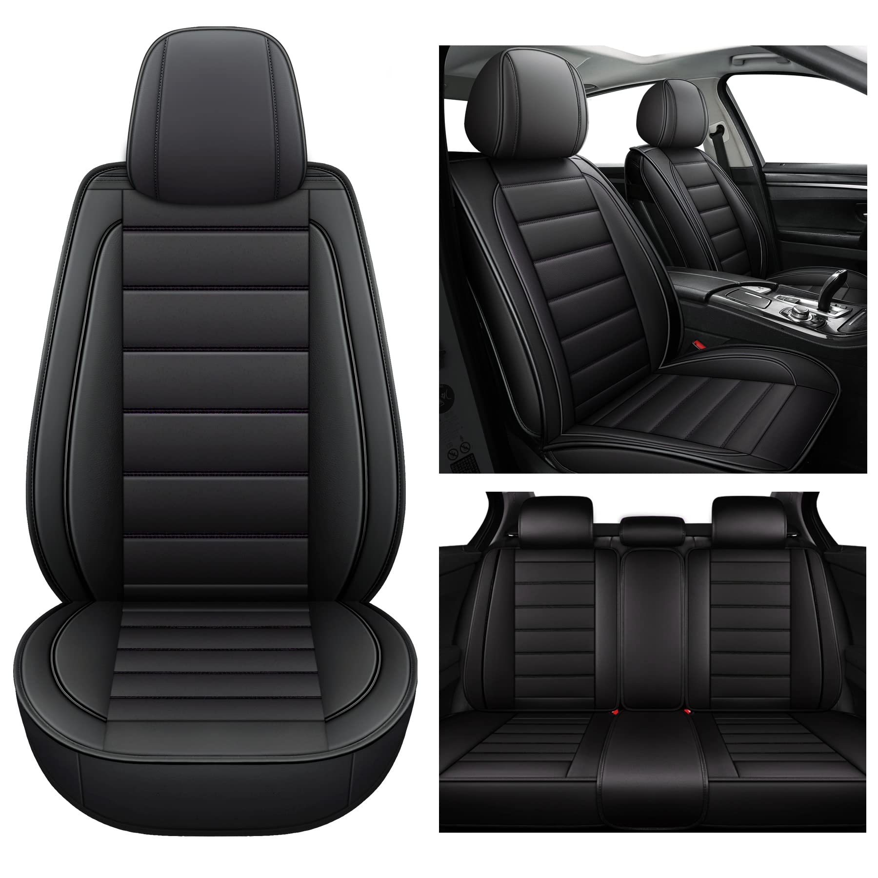 Premium Waterproof Faux Leather Car Seat Covers - Universal Fit for Cars, SUVs & Trucks (2 Front Black) | Durable Auto Interior Accessories for Comfort & Style | Perfect for Daily Commute, Road Trips & Family Travel