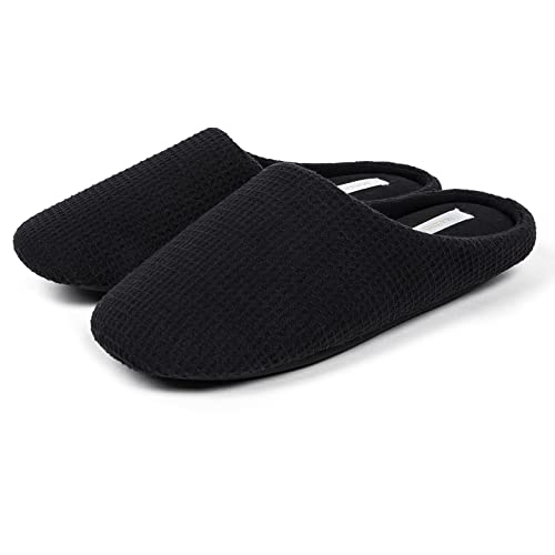 MAXHONG Women's Cotton Waffle Lightweight House Slippers with Memory Foam - Washable Indoor Comfort Slippers for Home, Bedroom & Lounge - Cozy Slip-On Slippers for Relaxation & Everyday Wear