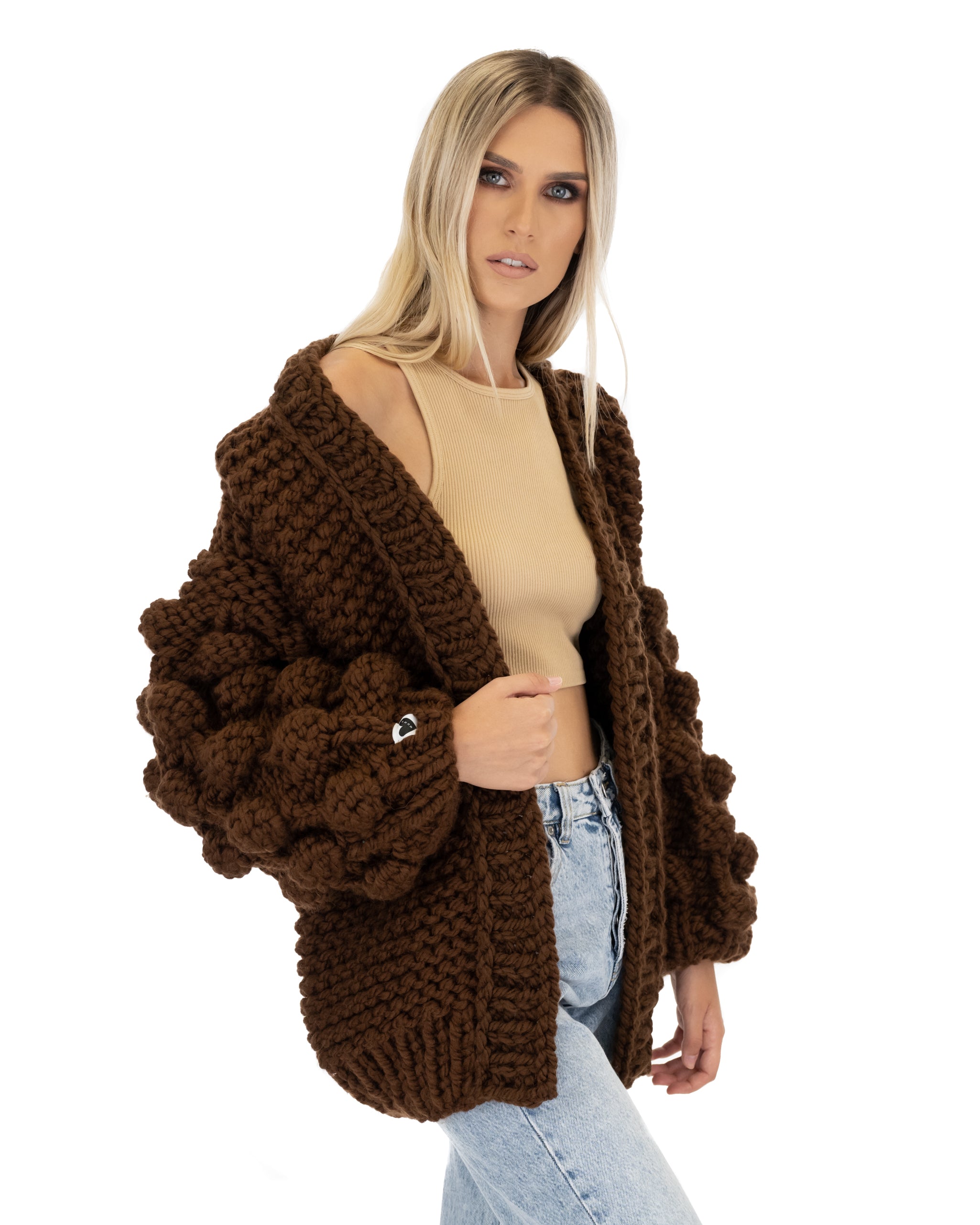 Stylish Bubble Sleeve Cardigan for Women - Soft Knit Open Front Sweater | Perfect for Office, Date Night & Casual Outfits