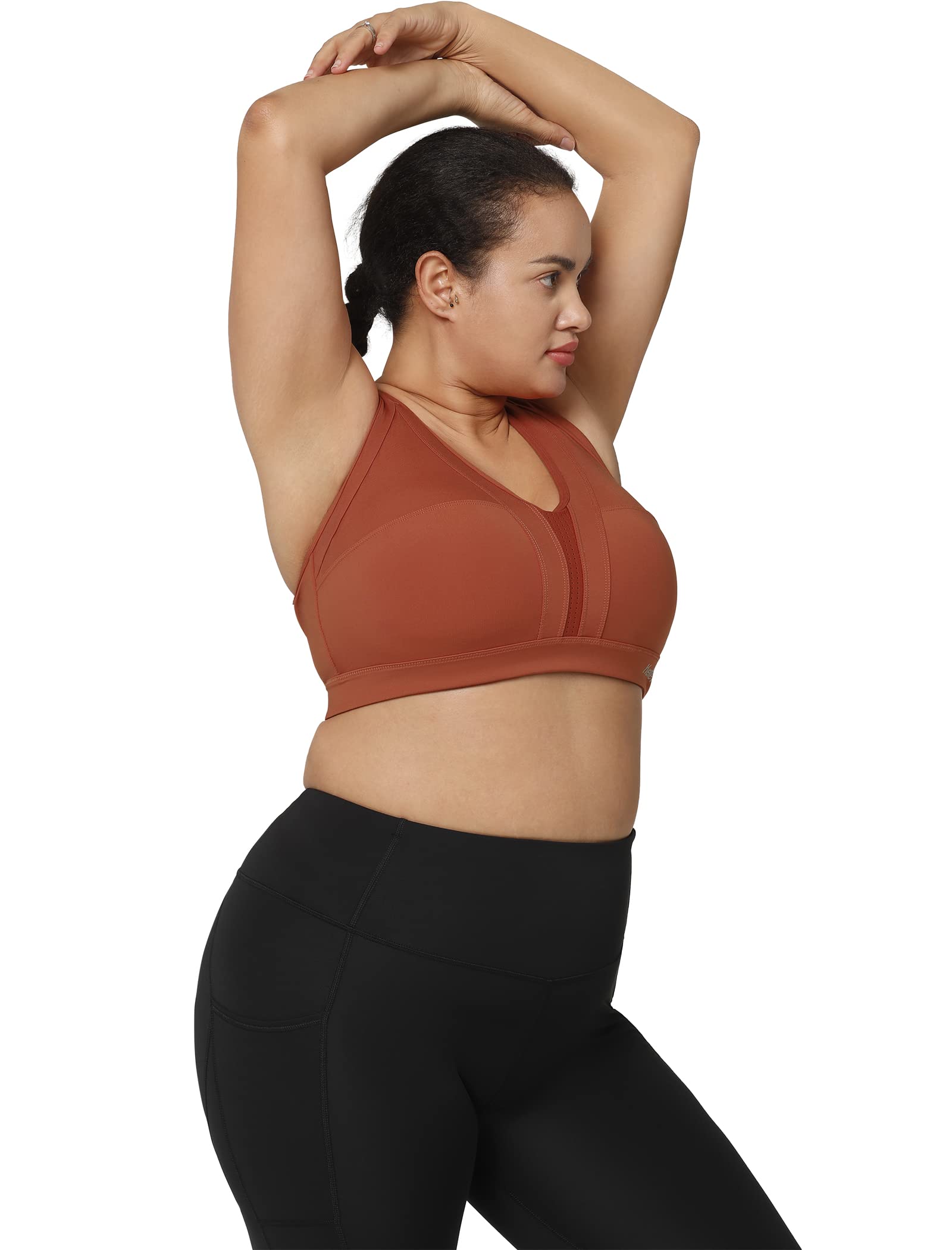 Yvette Women's High Impact Sports Bra - Criss Cross Back Supportive Running Bra for Plus Size - Perfect for Gym, Workout & Active Lifestyle