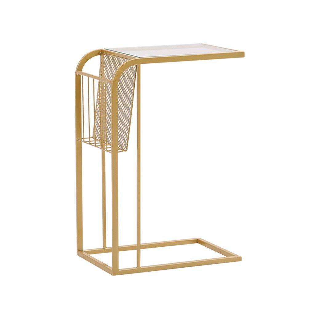 Modern Metal Bedside Cabinet with Storage Rack - Golden Glass Finish End Table for Small Spaces, Perfect as Coffee Table, Sofa Side Table or Balcony Snack Table - Ideal for Bedroom, Living Room & Outdoor Use