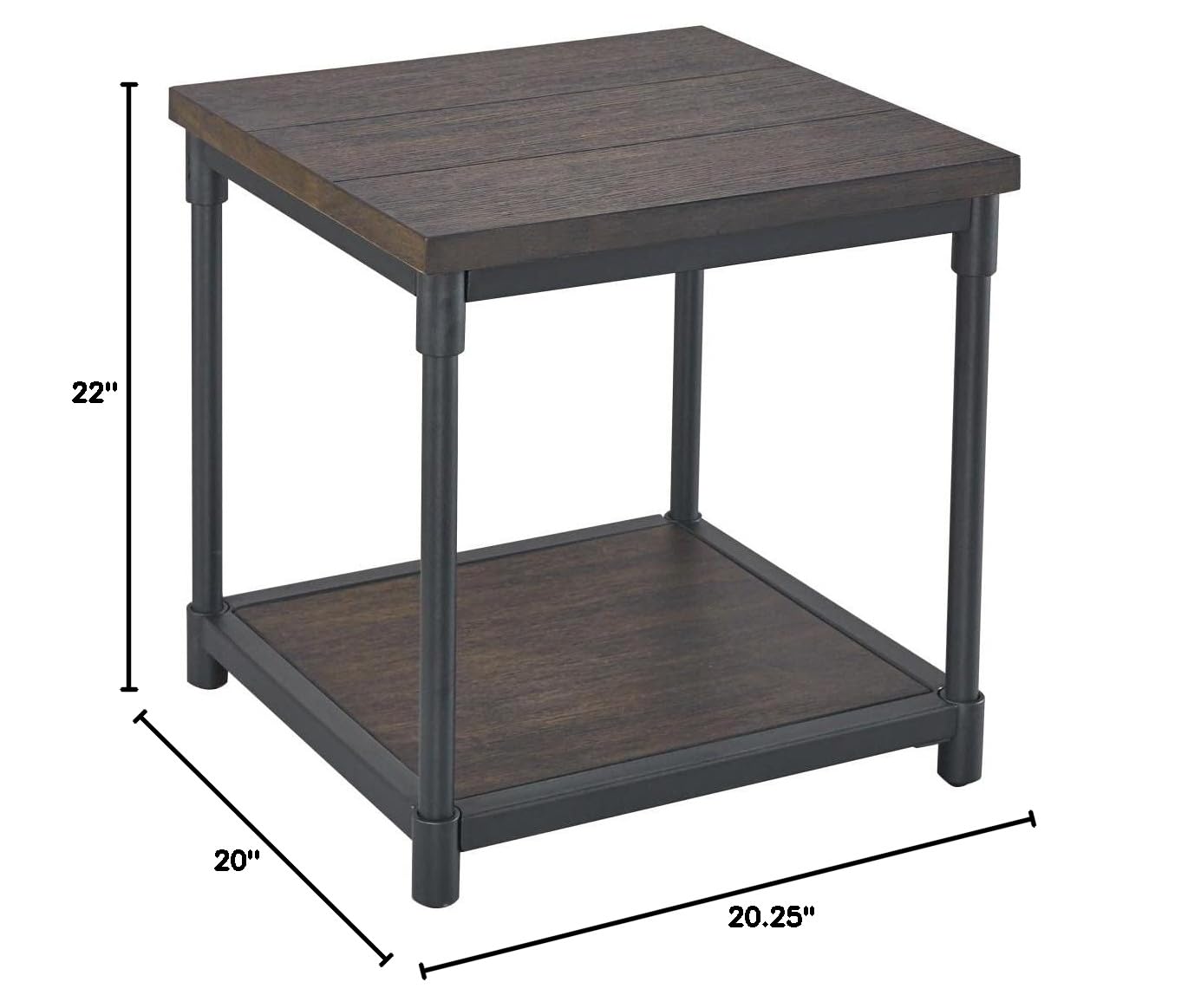Steve Silver Co Prescott End Table with Lower Storage Shelf - Rustic Smoky Oak Finish Living Room Side Table, 22 x 20 x 22 Inches, Brown - Perfect for Living Room, Bedroom & Home Office Decor