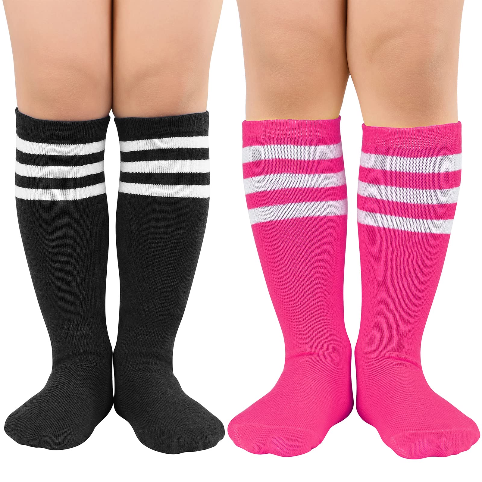 American Trends Kids Soccer Socks - Knee High Tube Socks for Toddler Boys & Girls, Striped Athletic Socks for School & Sports | Perfect for Soccer Practice, Gym Class & Everyday Play