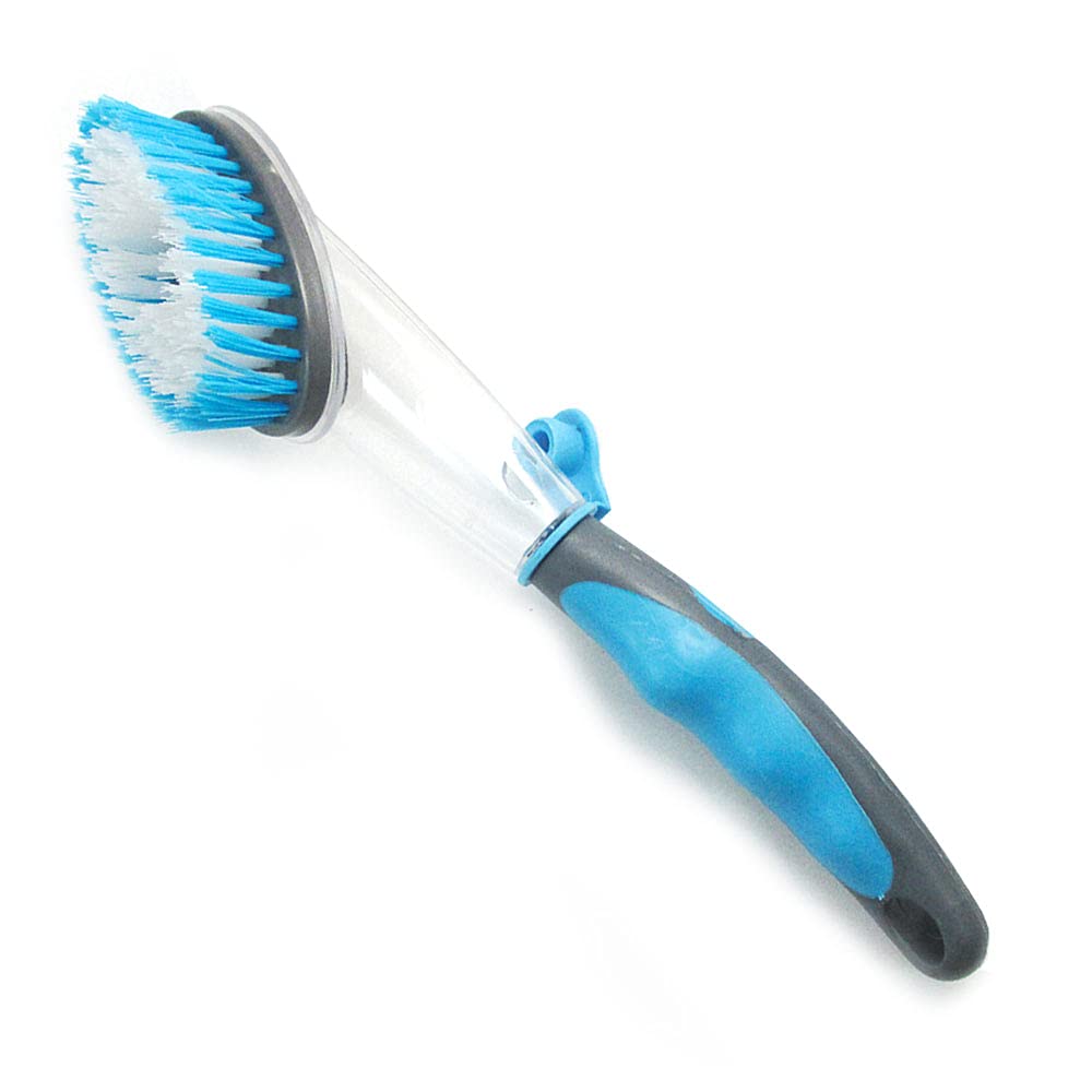 3-Piece Dish Brush Set with Soap Dispenser - Ergonomic Grip Scrubber for Pots, Pans & Kitchen Cleaning - 10.5