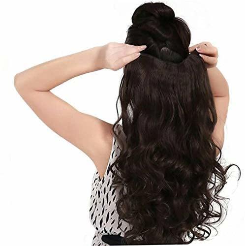 BLUSHIA 22 Inch Natural Brown Curly/Wavy Hair Extensions & Wigs for Women | Heat Resistant Synthetic Hair for Daily Styling, Parties & Cosplay