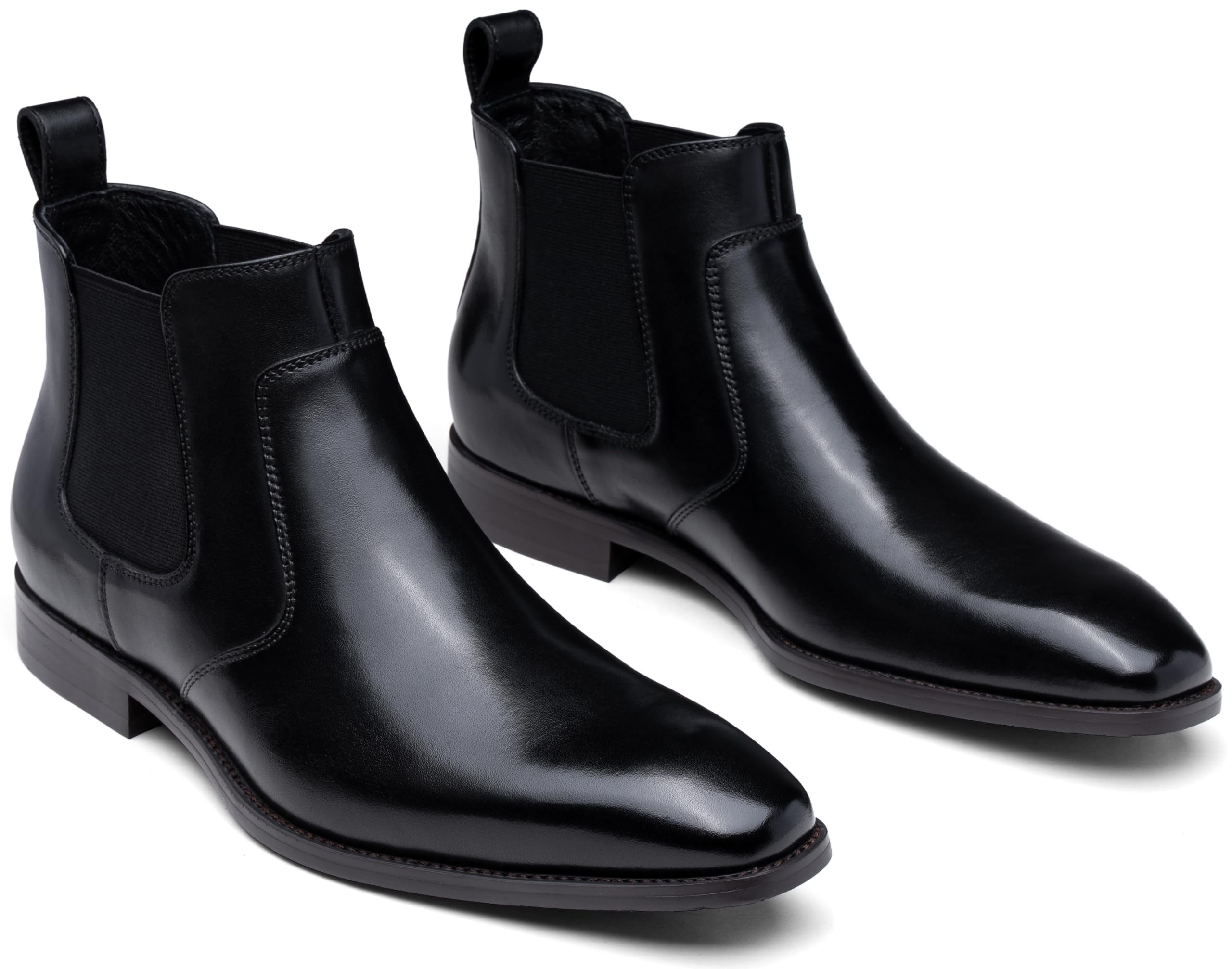 Premium Men's Chelsea Boots - Polished Leather Ankle Dress Boots | Classic Retro Slip-On Design for Business & Casual Wear | Perfect for Office, Date Night & Fall Fashion